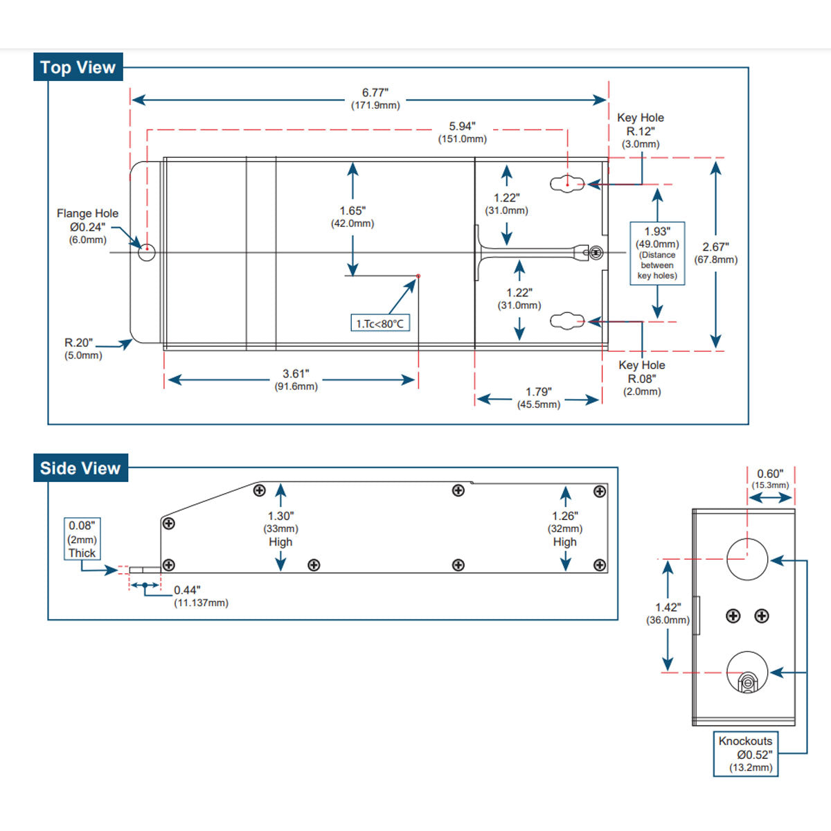 E-Series 96 Watts, 24VDC LED Driver, Class 2, Triac Phase Dimming, NEMA 3R, UL Enclosure - Bees Lighting