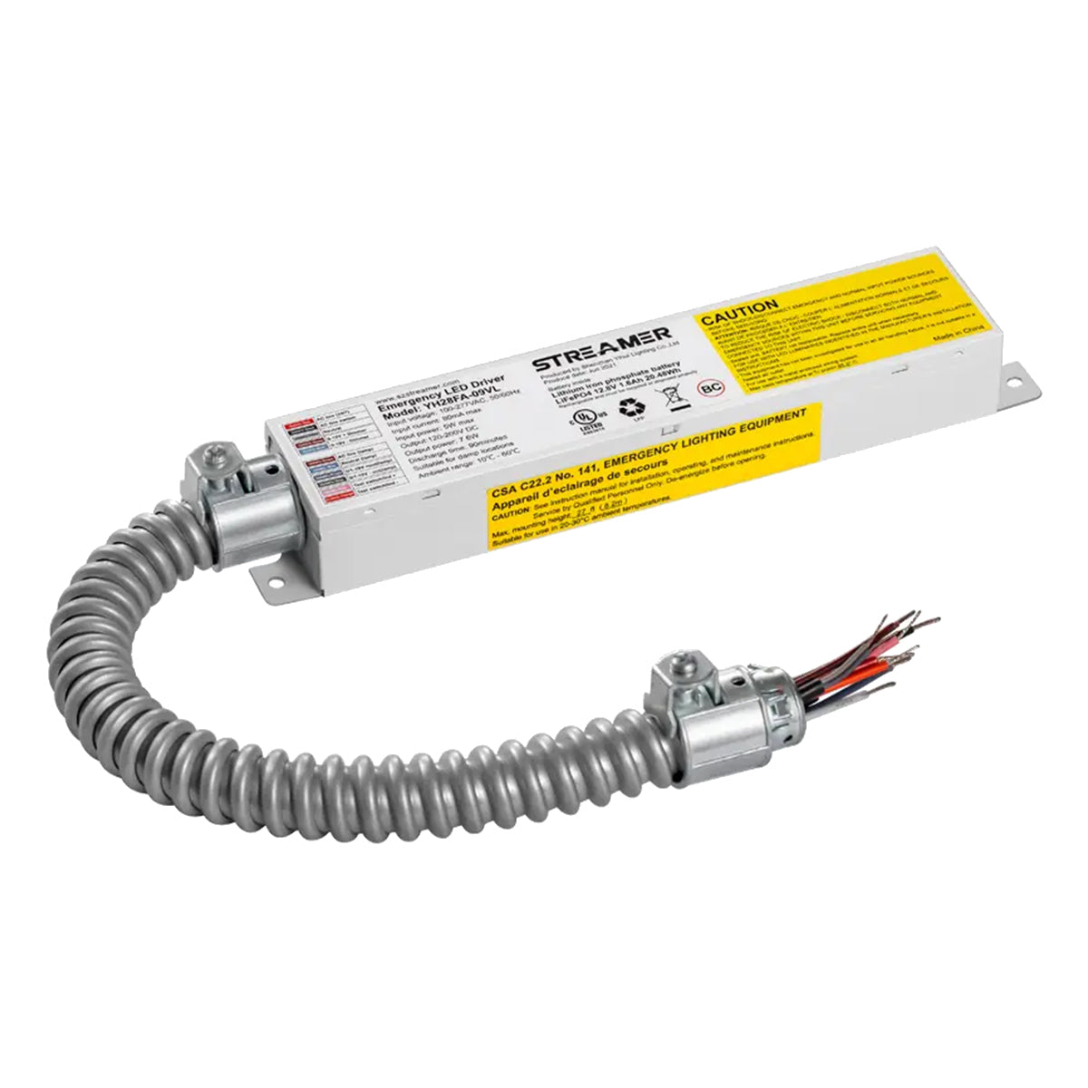 LED Emergency Drivers, 8 Watts, 50-180V DC High Voltage Output, Double Flex-Conduit - Bees Lighting