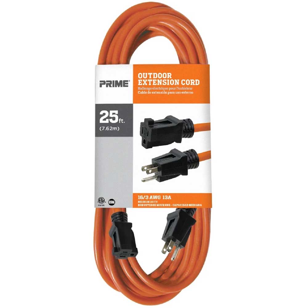 25 ft. Outdoor Extension Cord 16/3  Gauge SJTW Orange