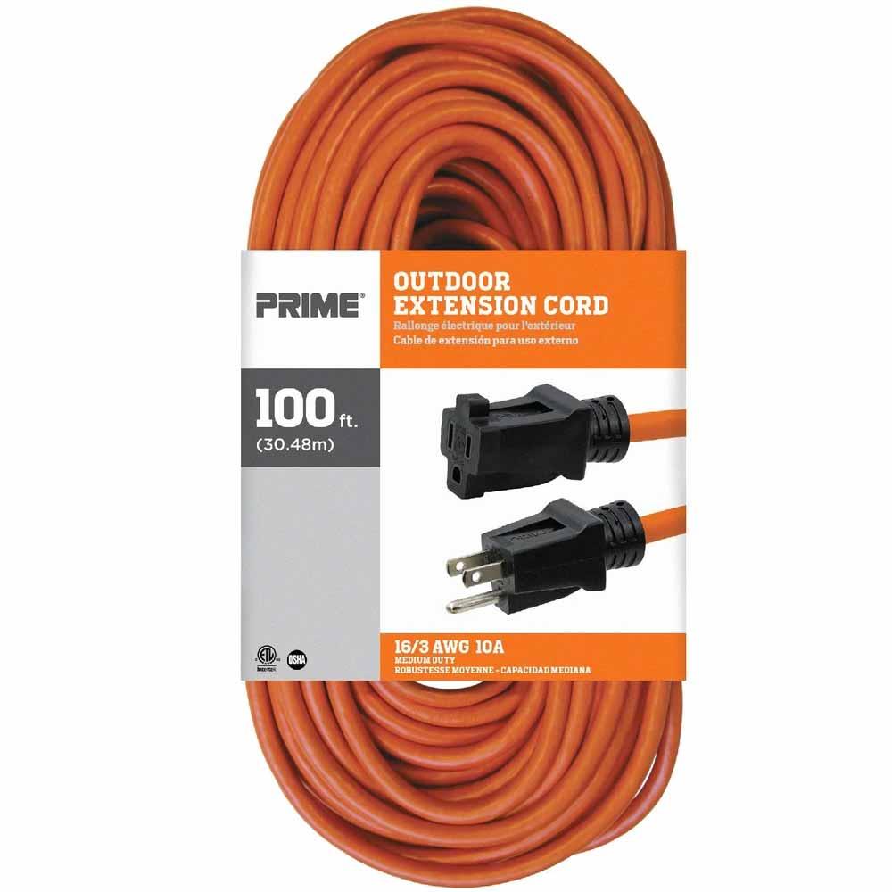 100 ft. Outdoor Extension Cord 16/3 Gauge SJTW Orange - Bees Lighting