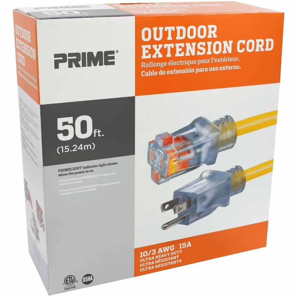 50 ft. Outdoor Heavy Duty Extension Cord 10/3 Gauge SJTW Yellow - Bees Lighting