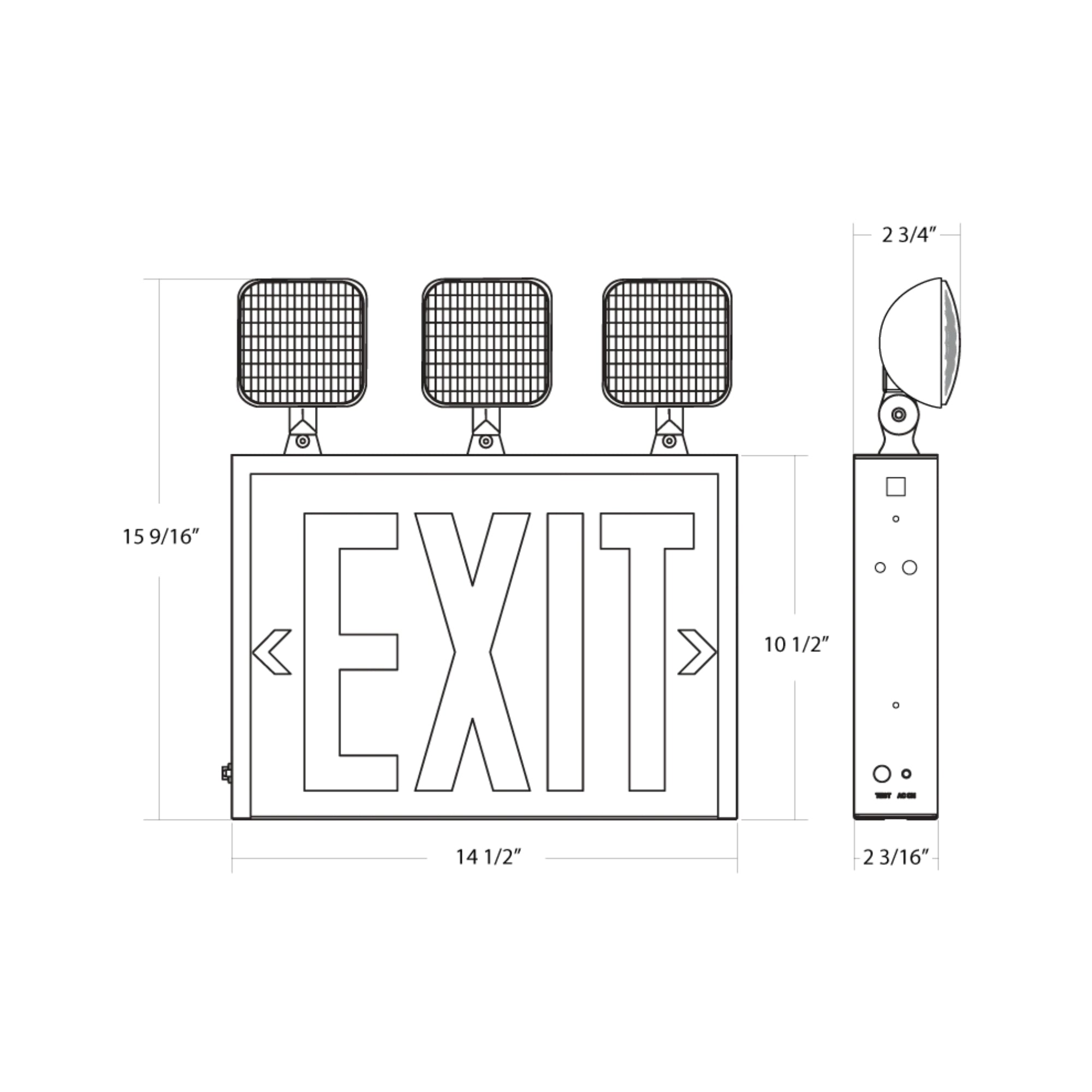RAB ECOMBO-NY NYC Approved Red Exit/Emergency Combo 195lm Square Heads 90-Min Backup 120/277V White