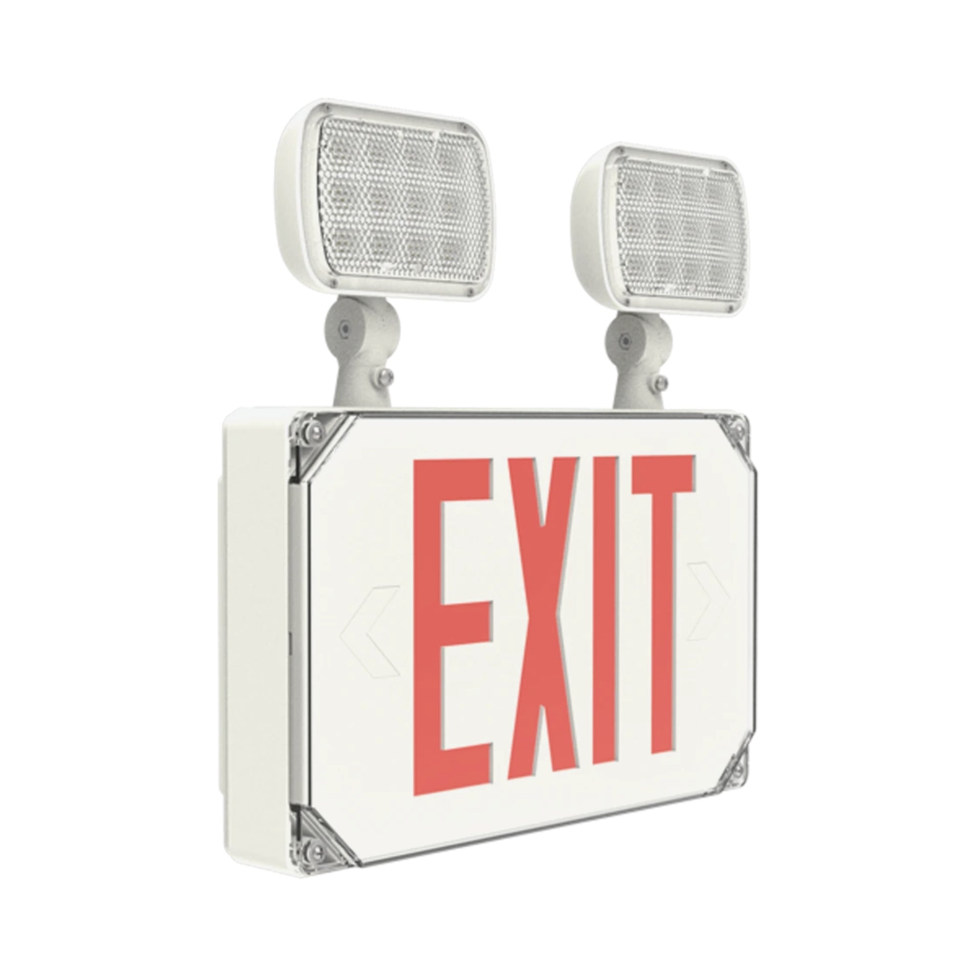 RAB ECOMBOOUT Red Letter Emergency Exit Combo 90-Min Battery Backup 120/277V Wall Mount White