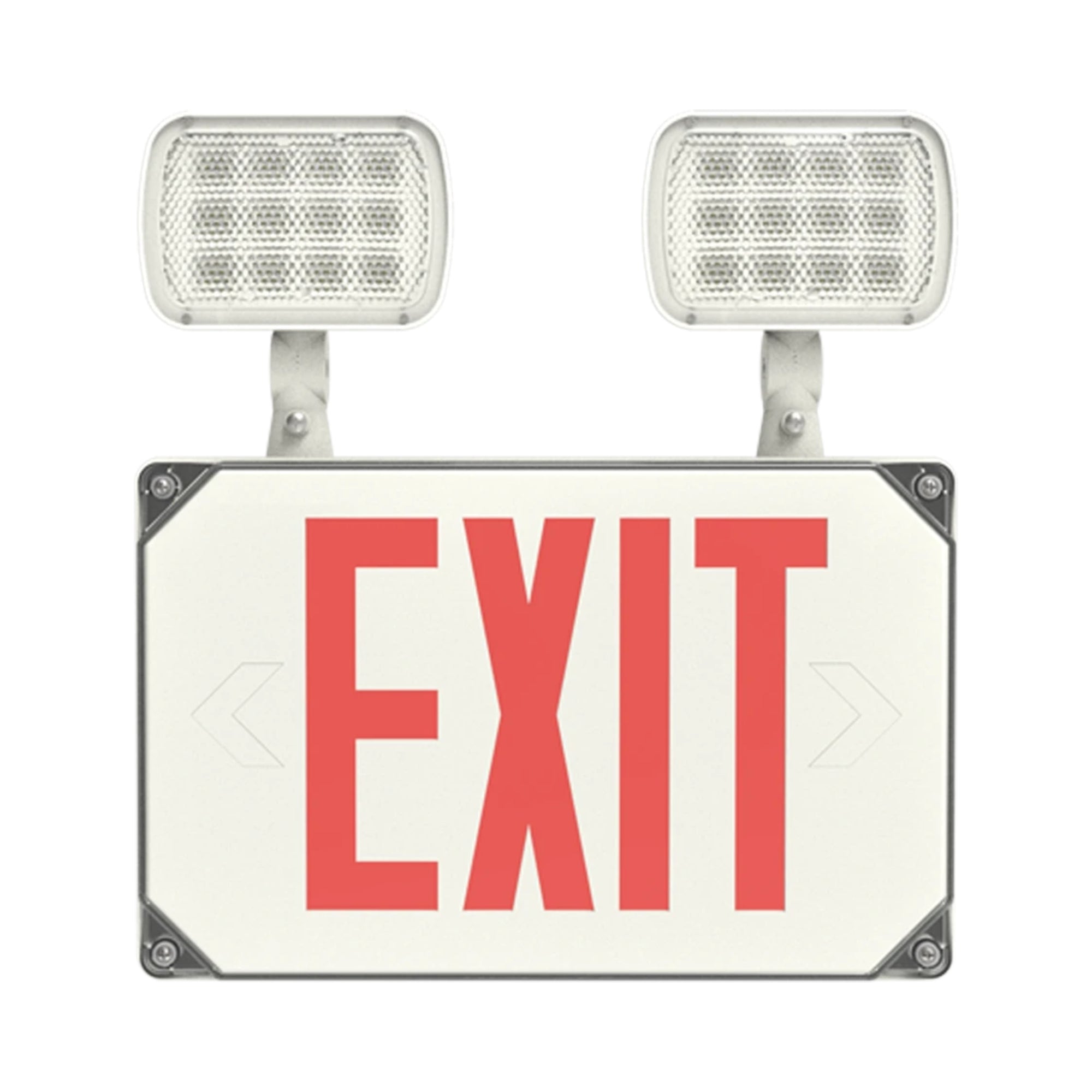 RAB ECOMBOOUT Red Letter Emergency Exit Combo 90-Min Battery Backup 120/277V Wall Mount White