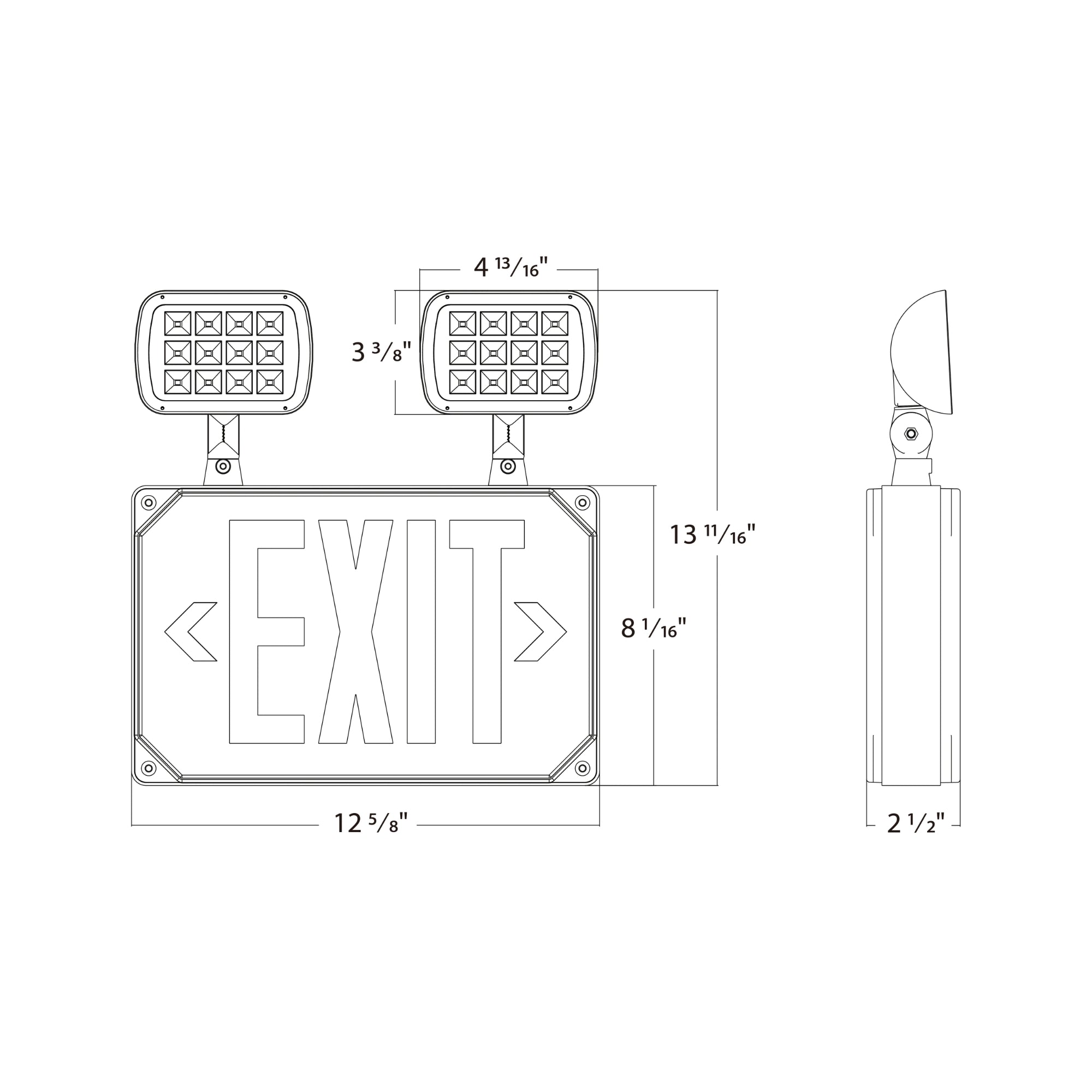 RAB ECOMBOOUT Red Letter Emergency Exit Combo 90-Min Battery Backup 120/277V Wall Mount White