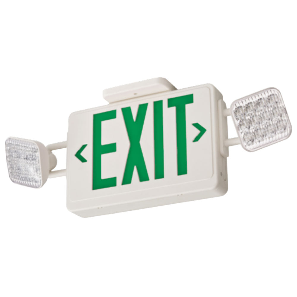 Contractor Select Emergency Exit Sign with Lights and Battery Backup, White - Bees Lighting