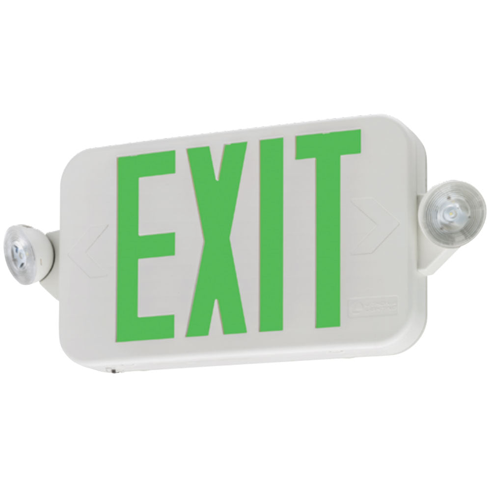 LED Combo Exit Sign, Universal Face with Red/Green Letters, White Finish - Bees Lighting