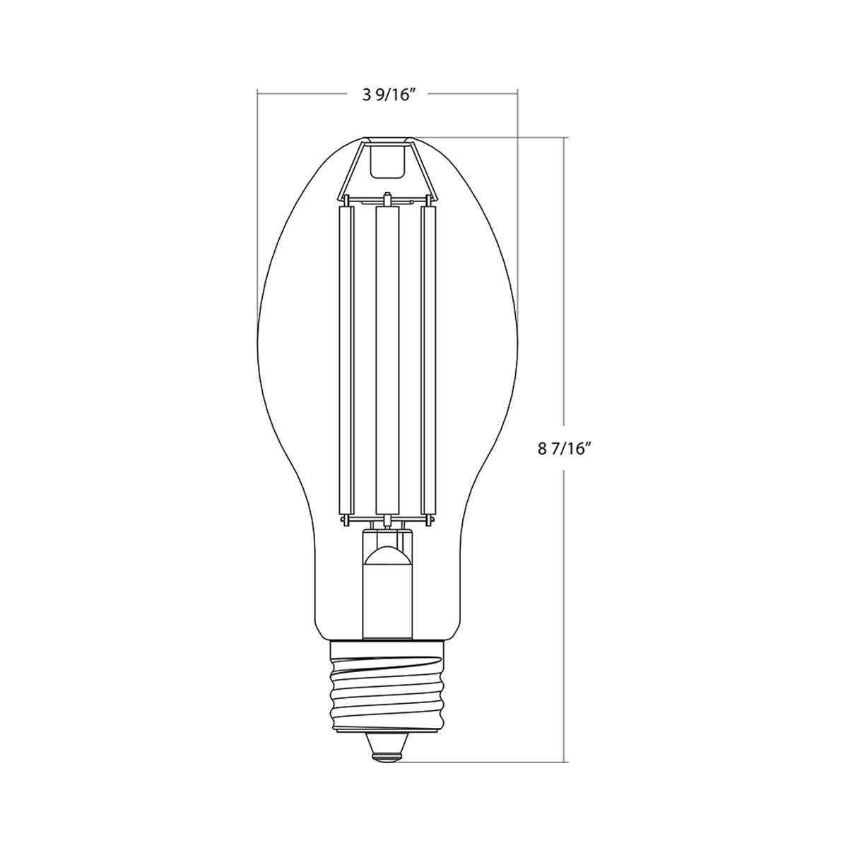 ED28 Filament HID Replacement Bulb, 175W MH Equivalent, 36 Watt, 6000 Lumens, 5000K, EX39 Mogul Extended Base, Clear Finish