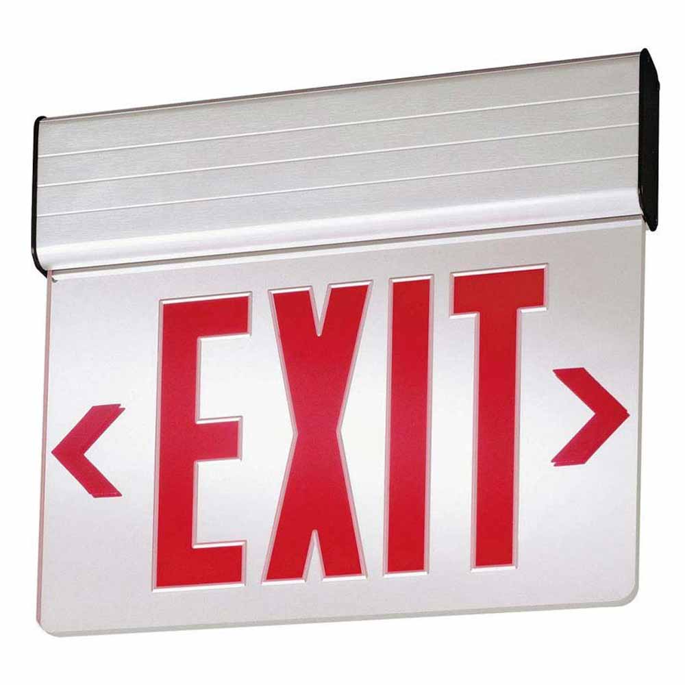 LED Edge-Lit Exit Sign Single Face with Red Letters, Batttery Backup, Clear Acrylic - Bees Lighting