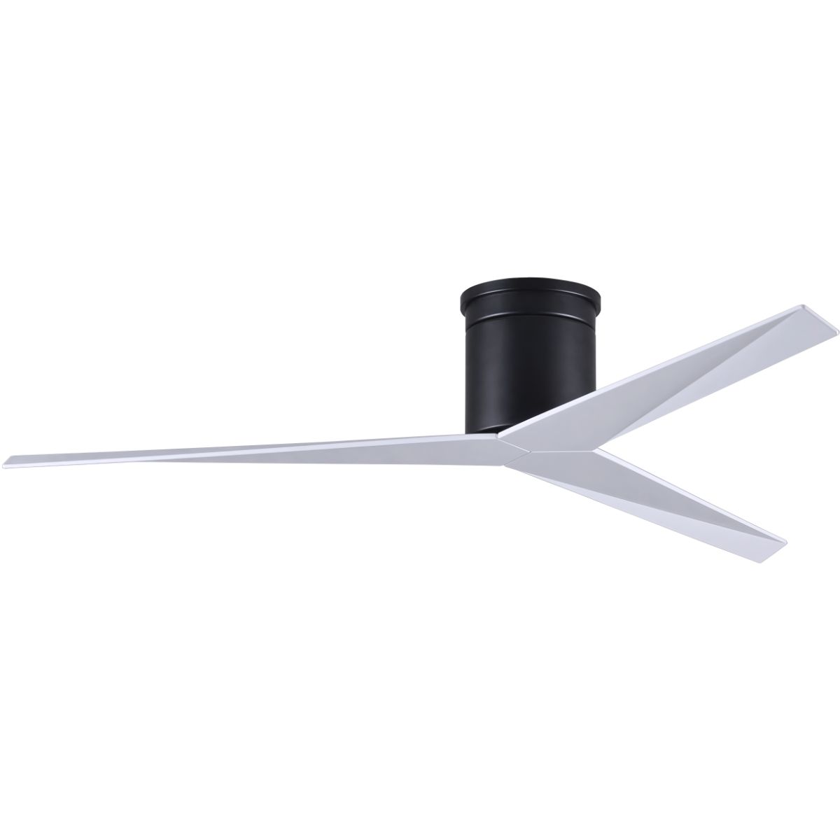 Eliza-H 56" Flush Mount Ceiling Fan with Remote Control, Matte Black with Gloss White Blades - Bees Lighting
