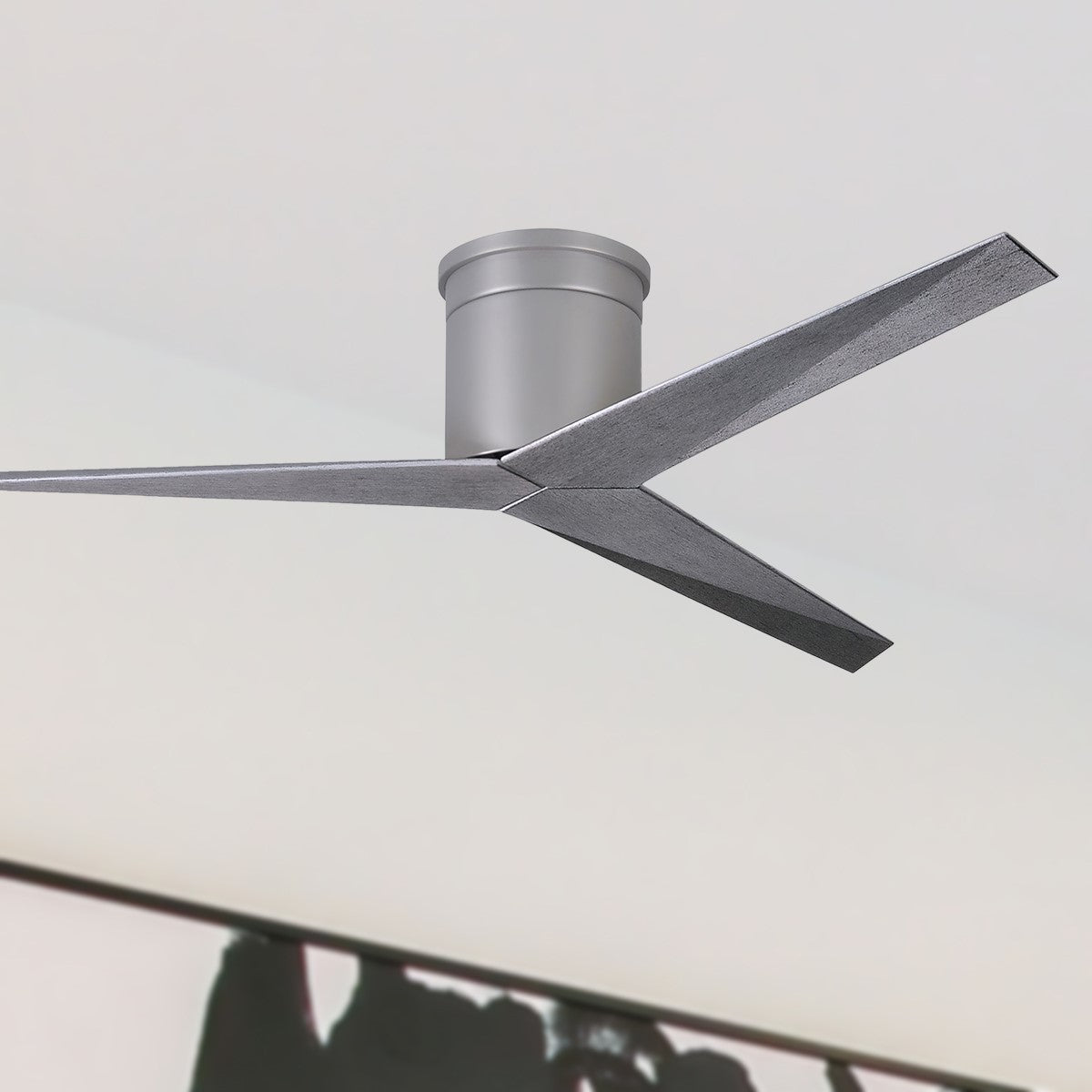 Eliza-H 56" Flush Mount Ceiling Fan with Remote Control, Brushed Nickel with Barnwood Blades - Bees Lighting