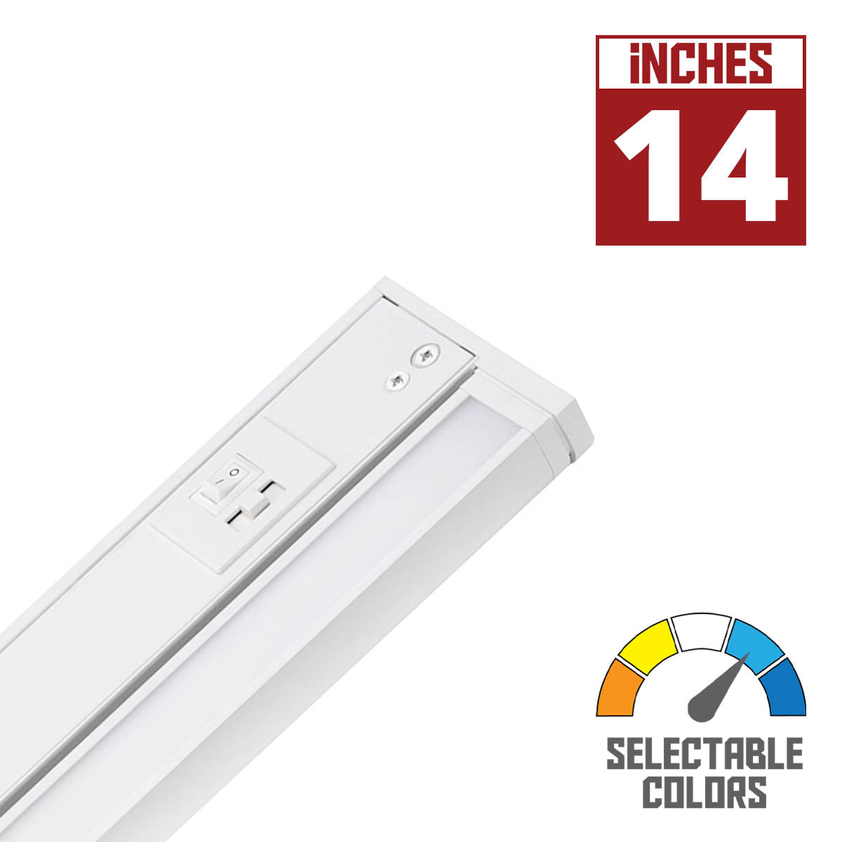 Elena 14 inch Swivel LED Under Cabinet Light, 8 watts, 508 Lumens, Selectable CCT 2700K to 5000K, 120V
