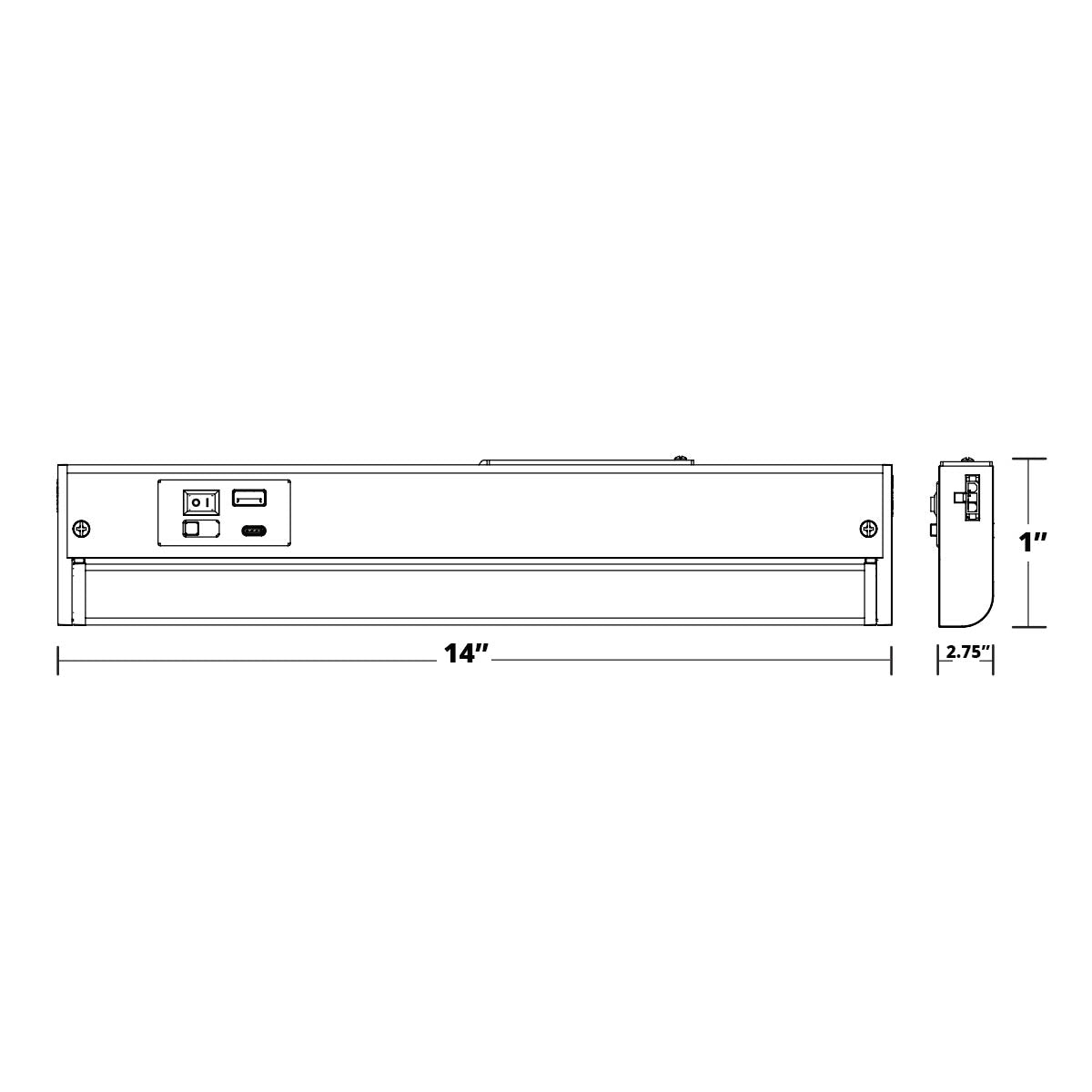 Elena 14 inch Swivel LED Under Cabinet Light, 8 watts, 508 Lumens, Selectable CCT 2700K to 5000K, 120V - Bees Lighting