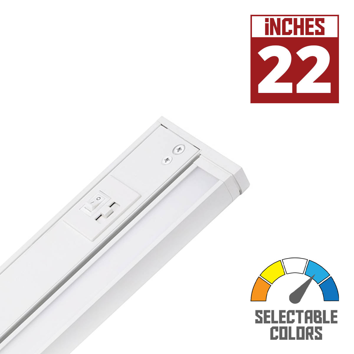 Elena 22 inch Swivel LED Under Cabinet Light, 12 watts, 805 Lumens, Selectable CCT 2700K to 5000K, 120V - Bees Lighting