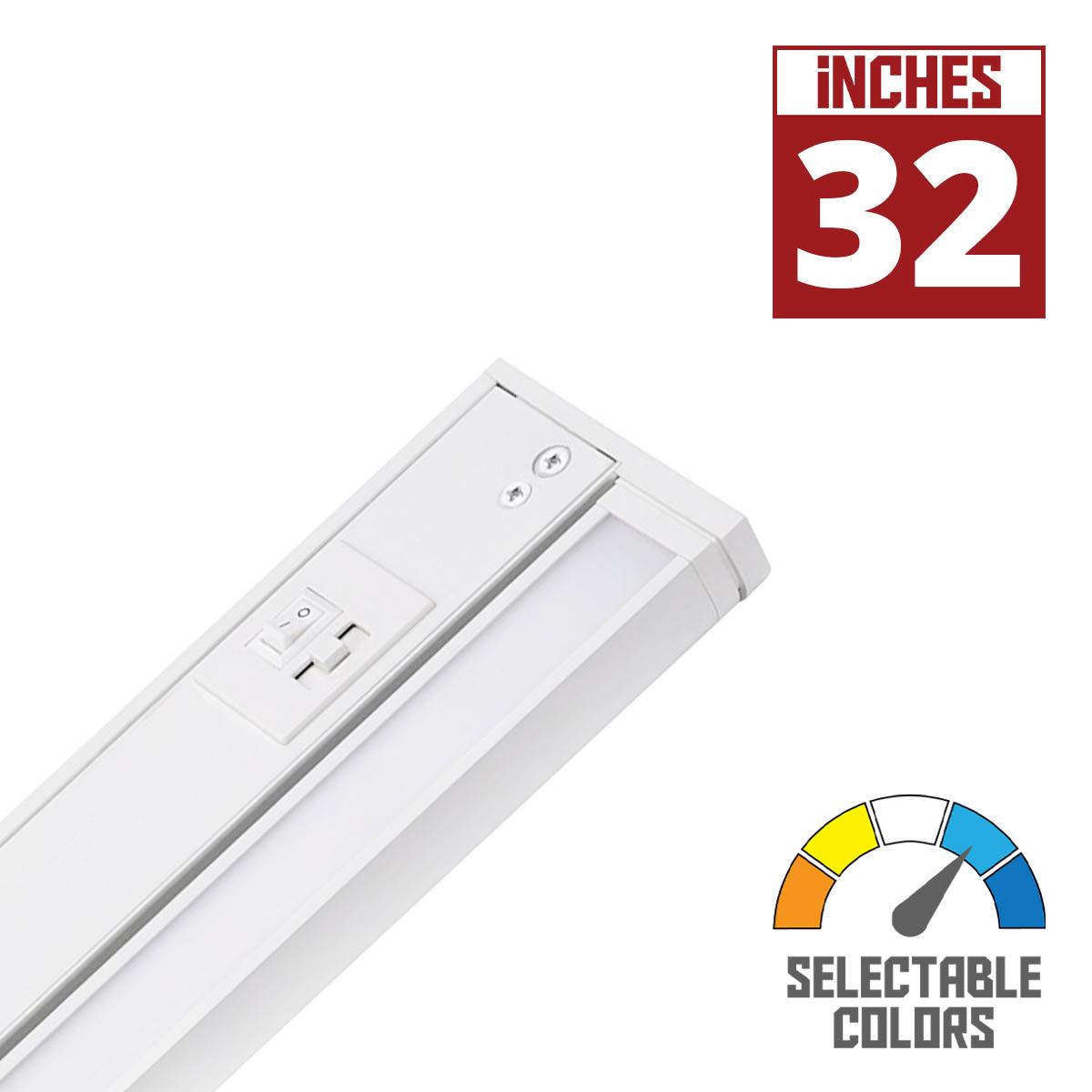 Elena 32 inch Swivel LED Under Cabinet Light, 16 watts, 1094 Lumens, Selectable CCT 2700K to 5000K, 120V