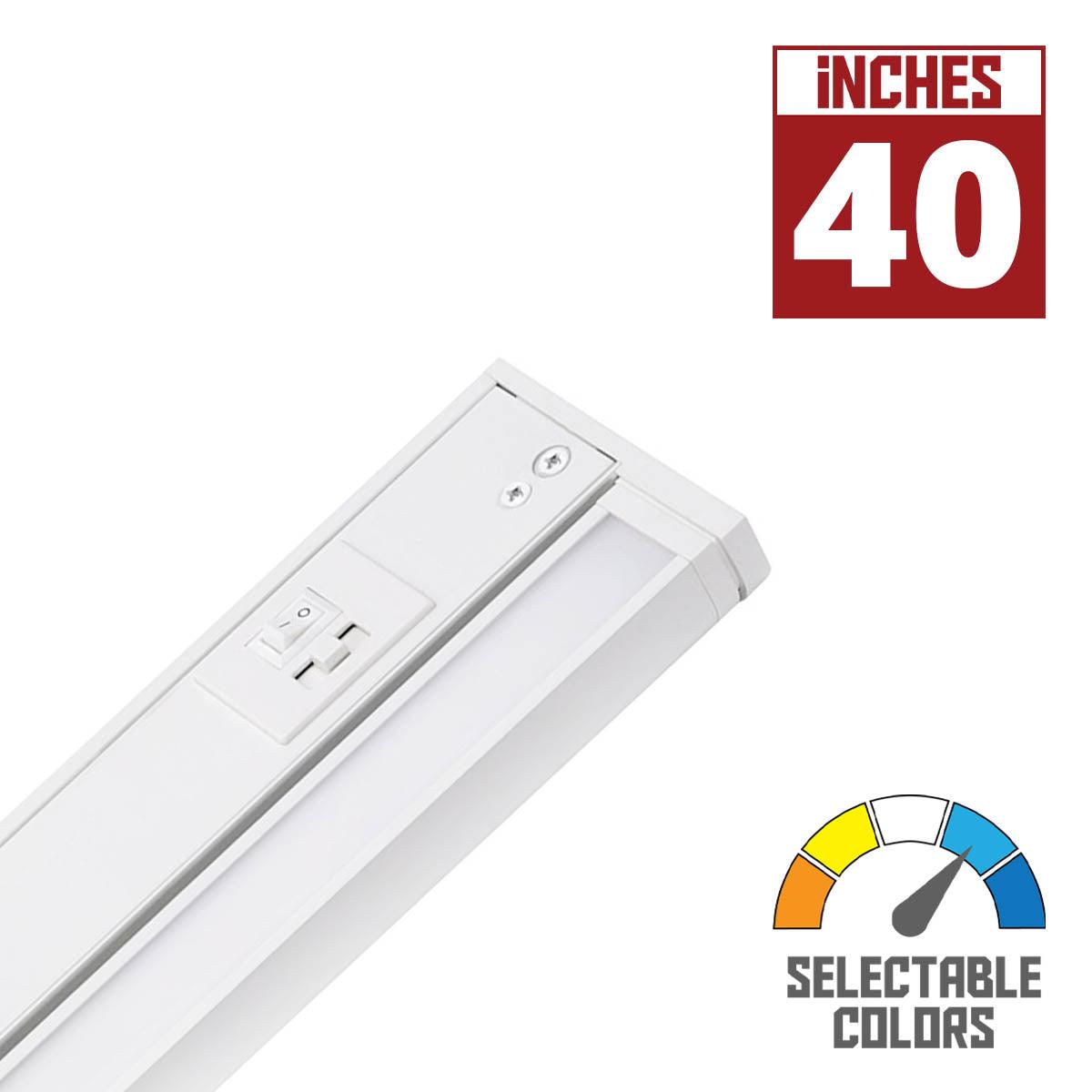 Elena 40 inch Swivel LED Under Cabinet Light, 20 watts, 1341 Lumens, Selectable CCT 2700K to 5000K, 120V