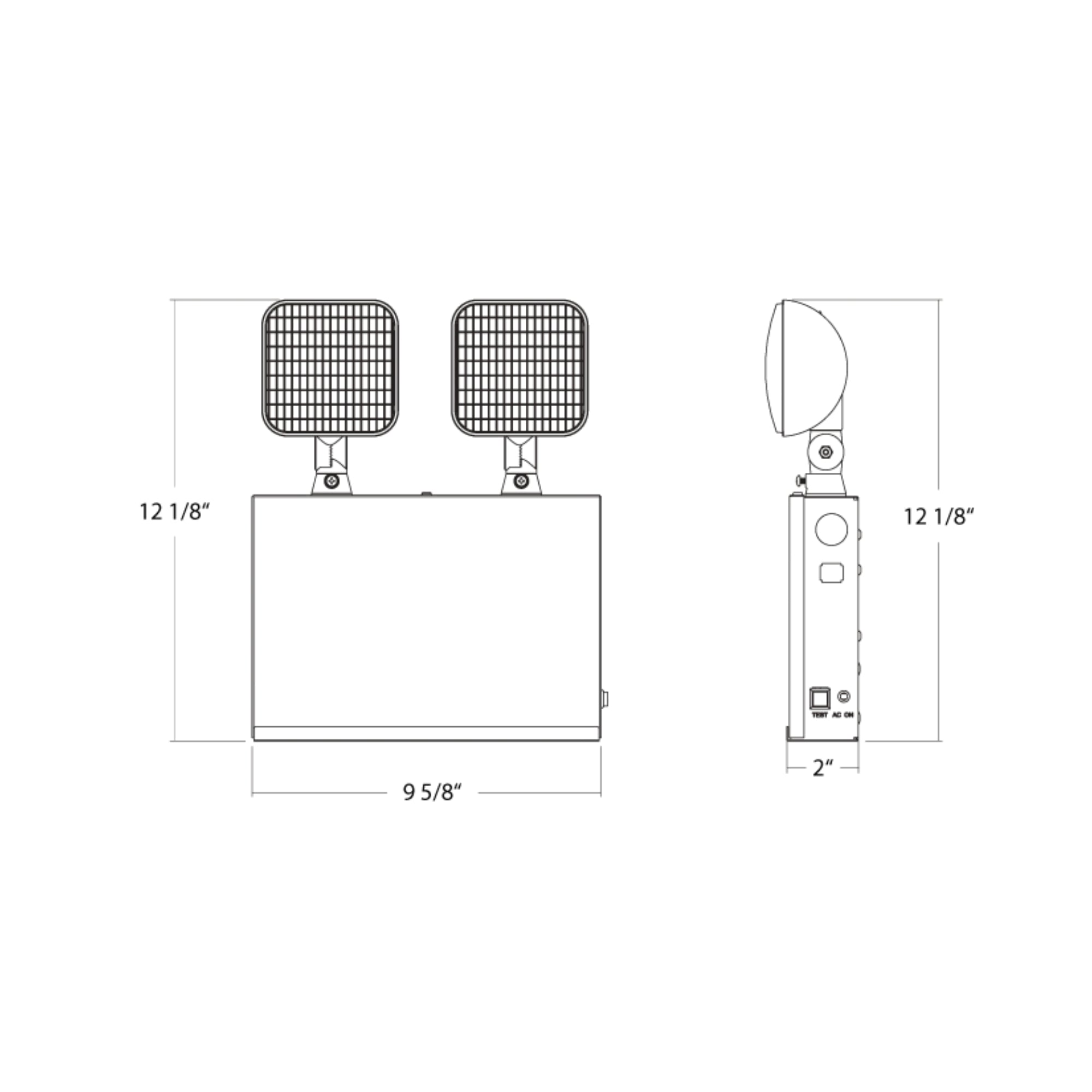 RAB EM-2H2RNY NYC Approved Emergency Light Square Heads 90-Min Backup 120/277V Wall Mount White