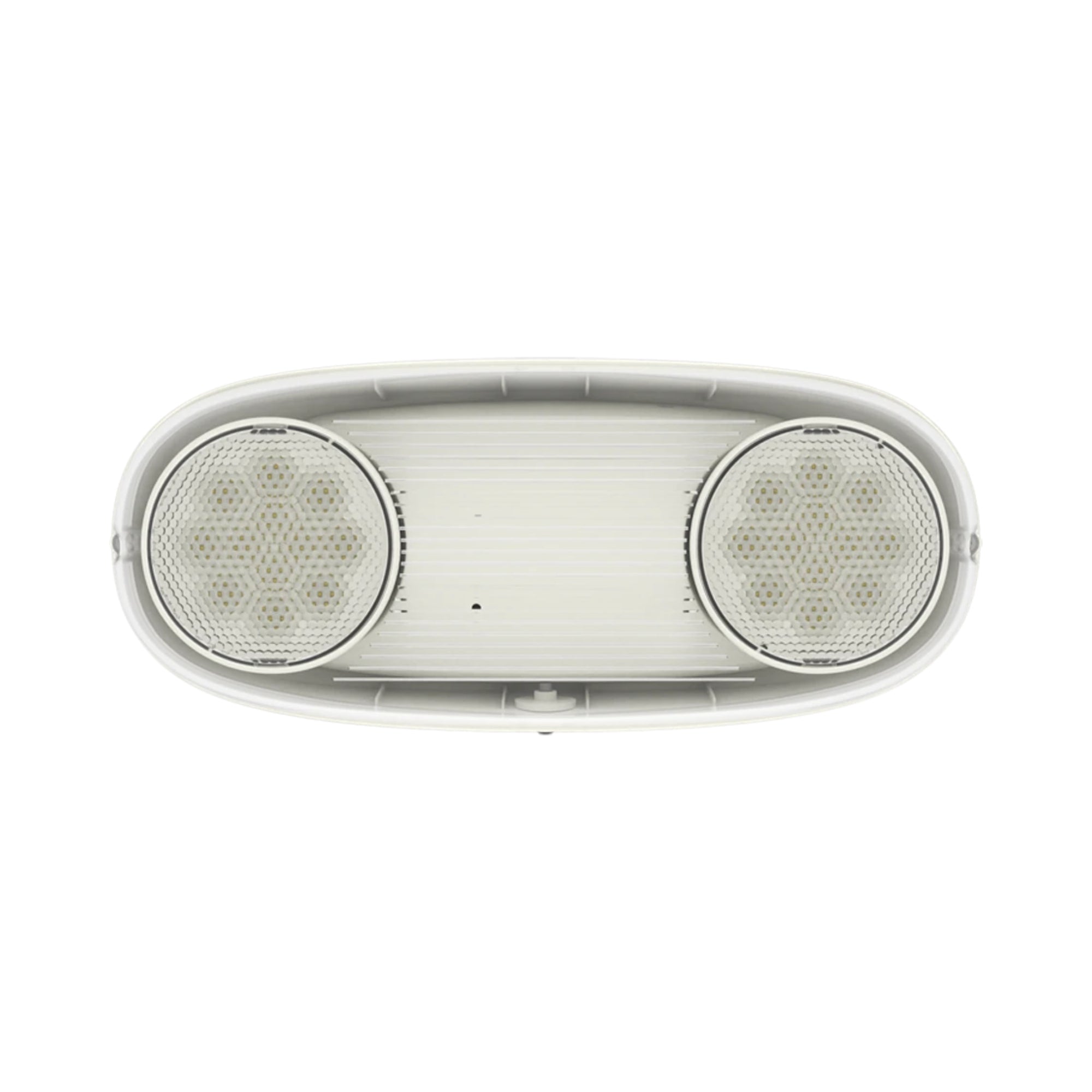 RAB EMOUT Outdoor Emergency Light 400lm Round Heads 90-Min Backup 120/277V Wall Mount White