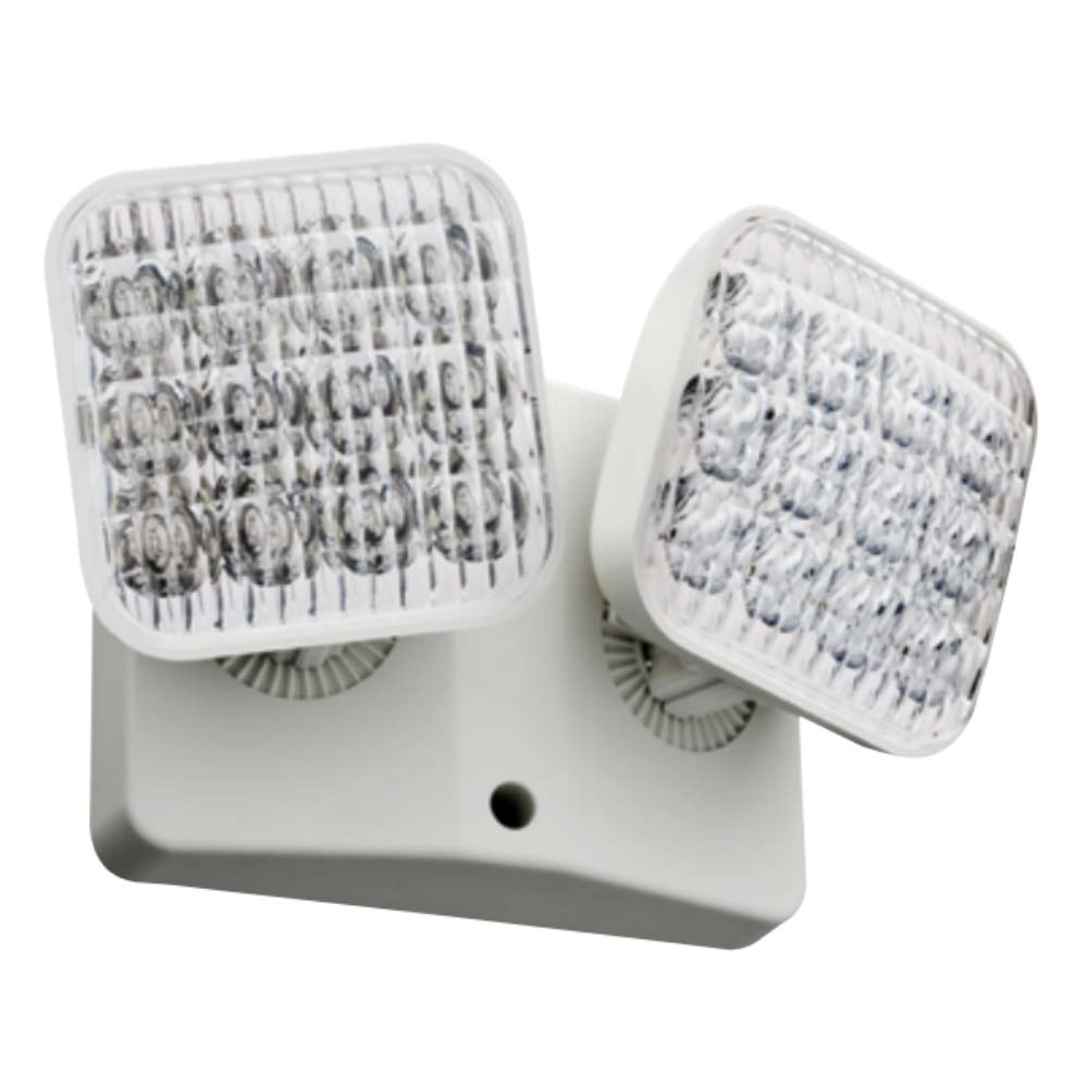 Twin-Head Indoor Remote LED Emergency Light, Ivory White