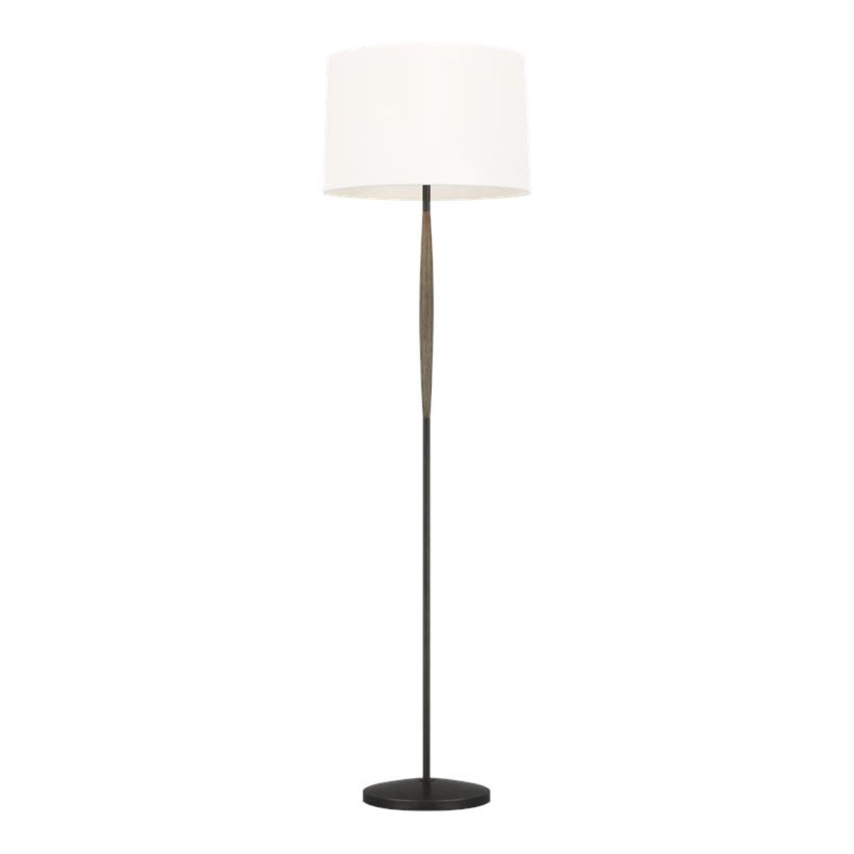 Ferrelli Floor Lamp Aged Pewter Metal with Warm Weathered Oak Wood Accents