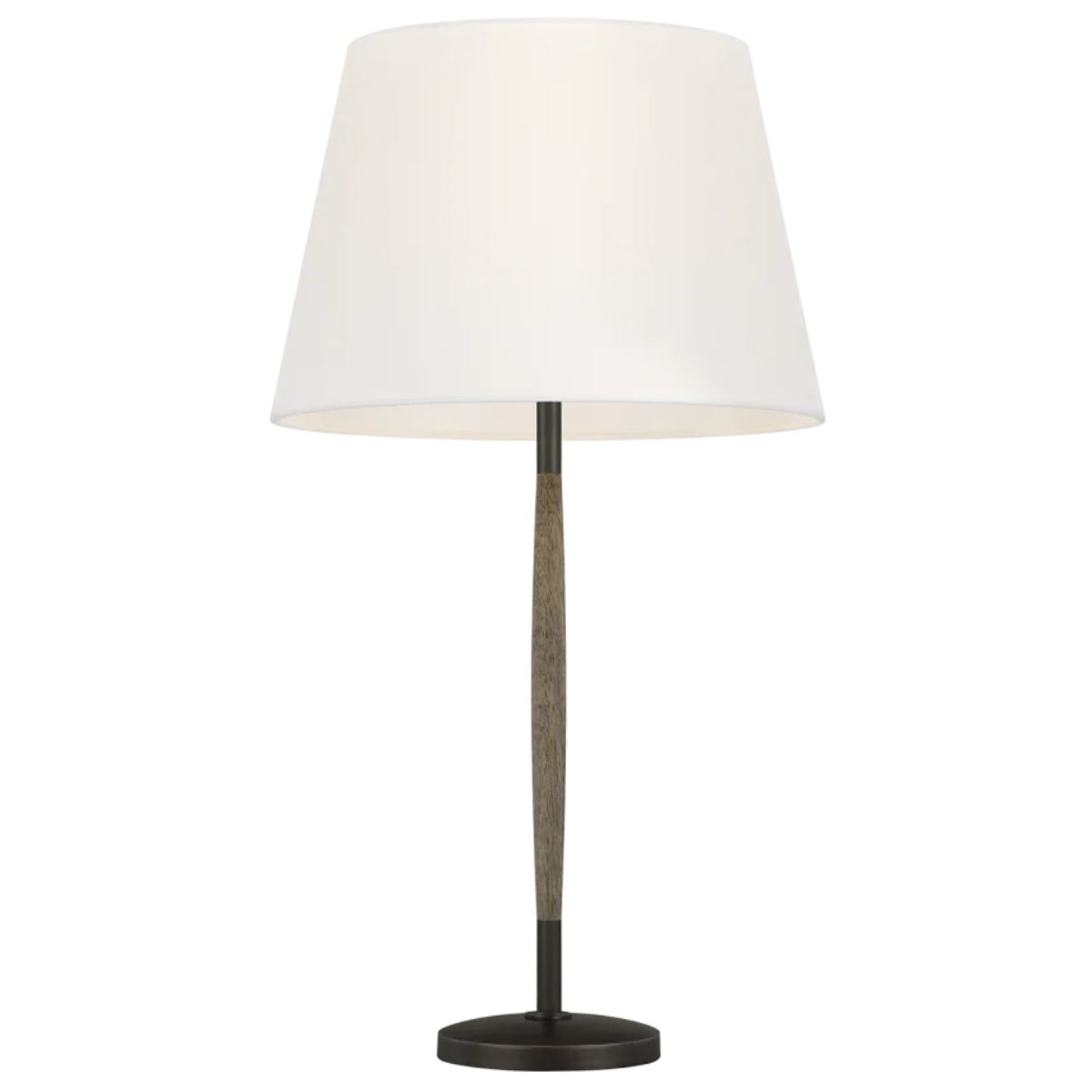 Ferrelli Table Lamp Aged Pewter Metal with Warm Weathered Oak Wood Accents - Bees Lighting