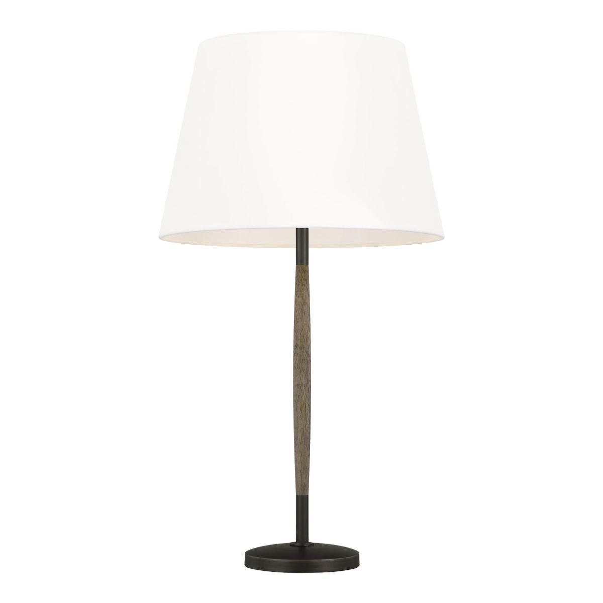 Ferrelli Table Lamp Aged Pewter Metal with Warm Weathered Oak Wood Accents