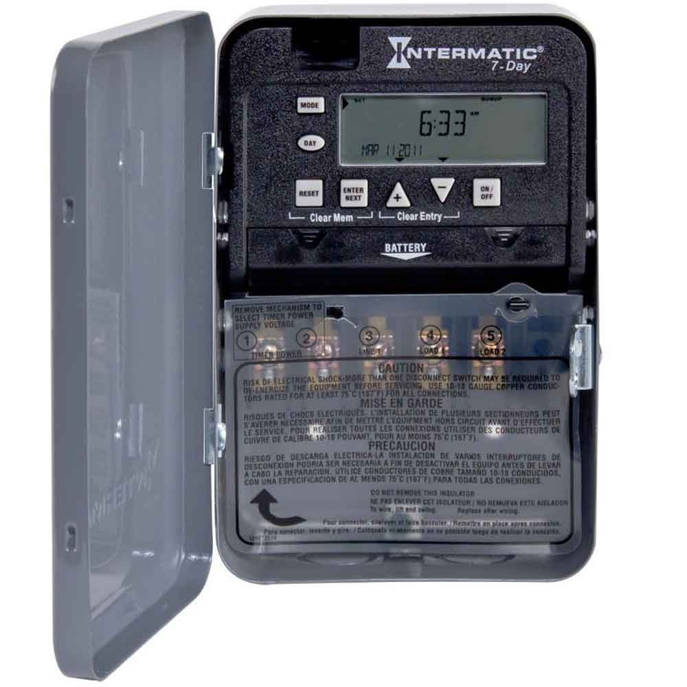 30 Amp 120-277V 7-Days Surface Mount Electronic Timer Switch 2-Circuit SPST Gray - Bees Lighting