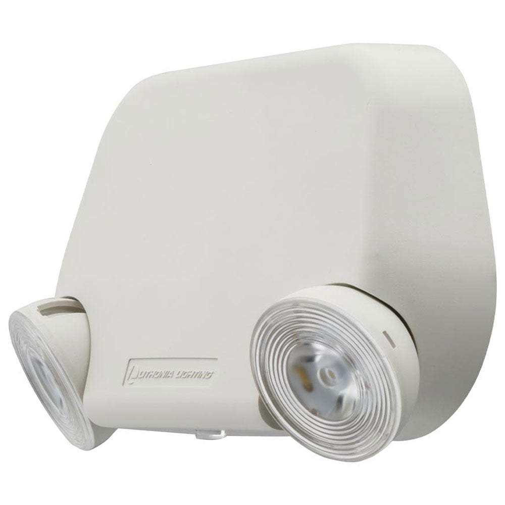 LED Emergency Light 2 Adjustable Light Heads with Battery Backup, White Thermoplastic