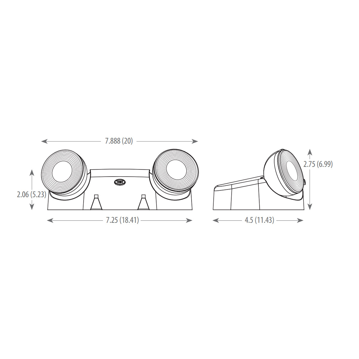 LED Emergency Light, 1.5 Watts, 2 Adjustable Light Heads, 120-277V, Remote Capable, White - Bees Lighting