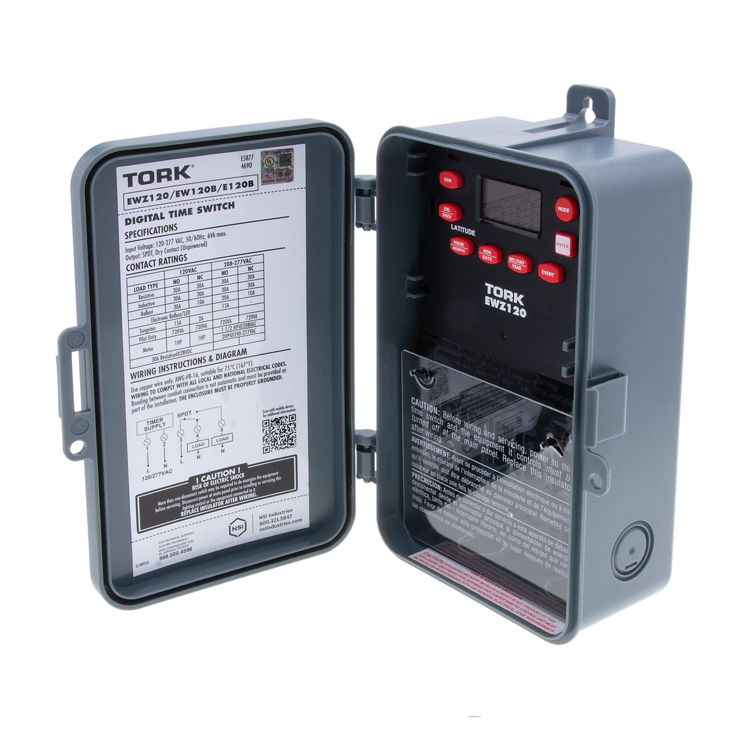 Tork 30-Amp 7-Day Astronomic Digital Time Switch 1-Channel 120-277V SPDT Outdoor Enclosure - Bees Lighting