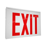 RAB EXIT-NY-E NYC Approved Red Exit Sign 90-Min Backup Universal Faces 120/277V Back/End Mount White