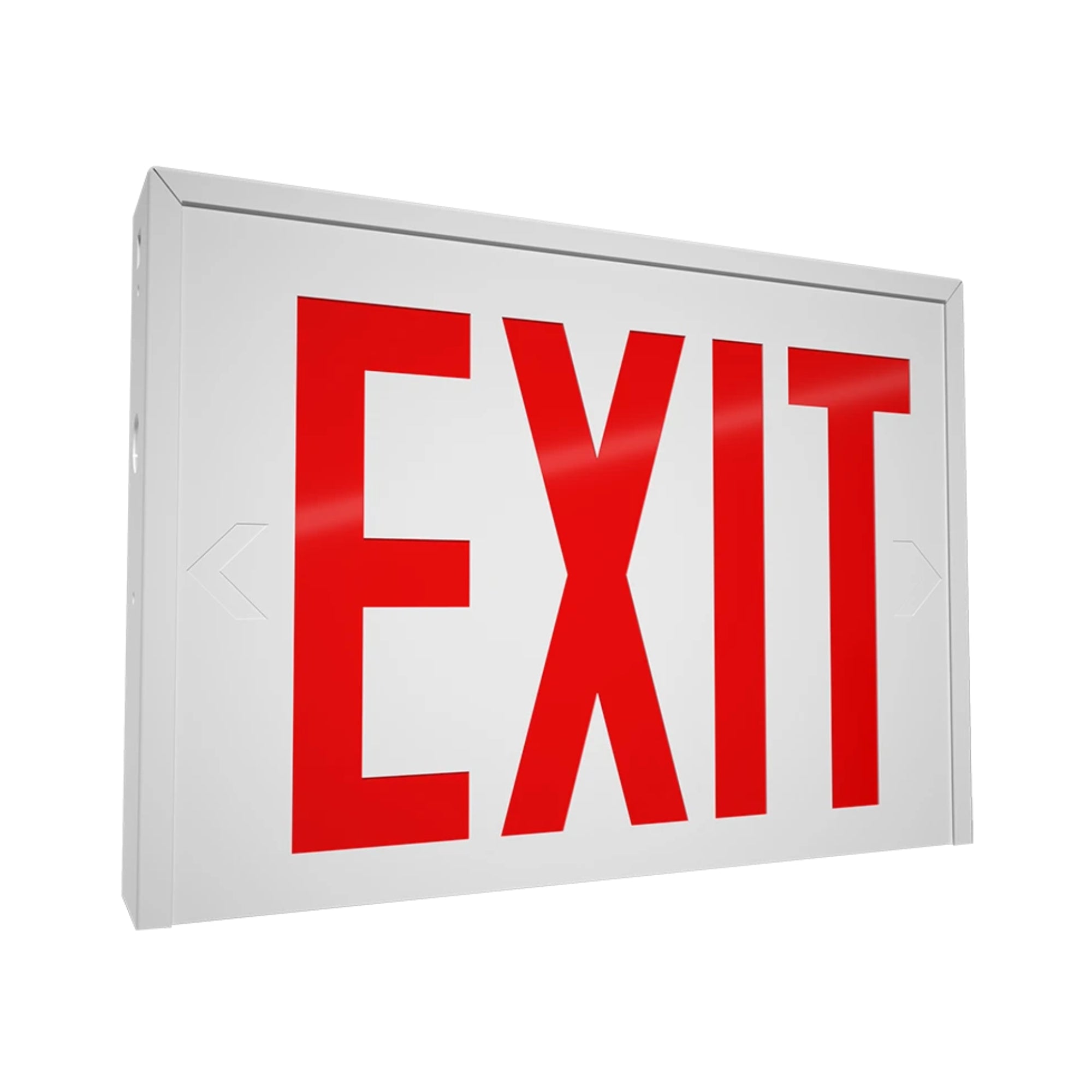 RAB EXIT-NY-E NYC Approved Red Exit Sign 90-Min Backup Universal Faces 120/277V Back/End Mount White
