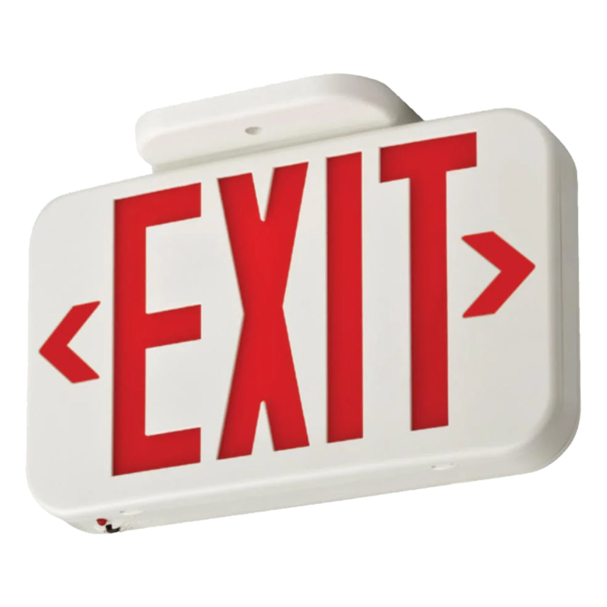 LED Exit Sign, Universal Face with Red/Green Letters, White Finish - Bees Lighting