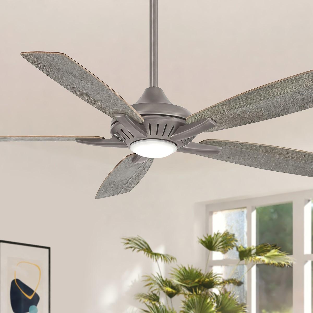 Dyno LED 52" Burnished Nickel Ceiling Fan with Remote, Savannah Gray Blades - Bees Lighting