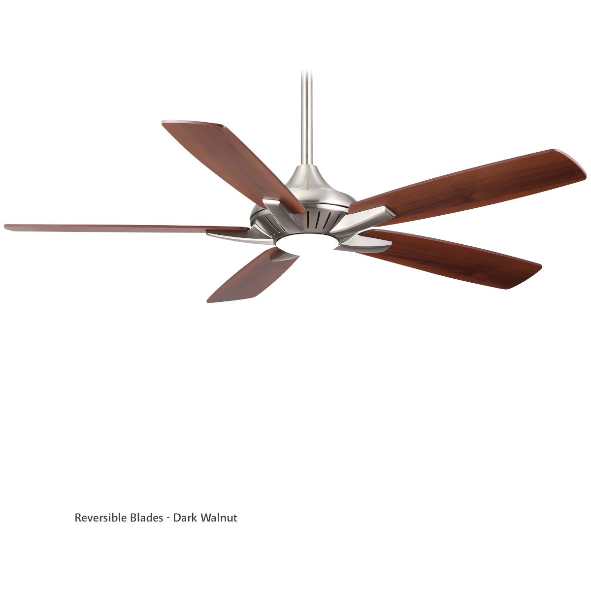 Dyno LED 52" Brushed Nickel Ceiling Fan with Remote, Medium Maple/Dark Walnut Blades - Bees Lighting