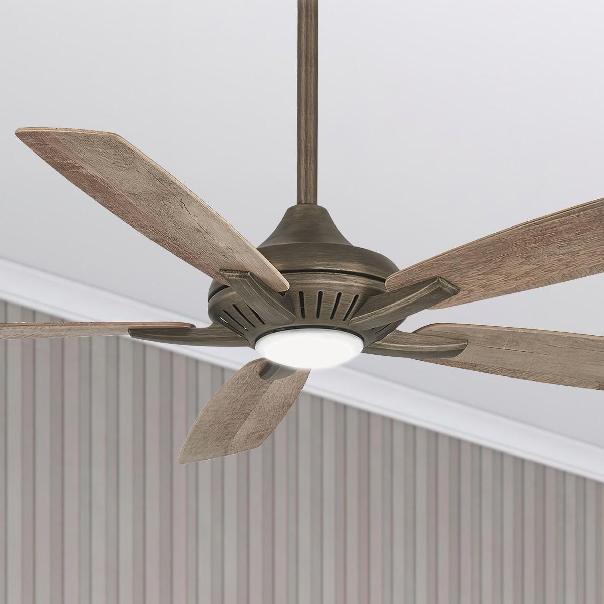 Dyno LED 52" Heirloom Bronze Ceiling Fan with Remote, Barnwood Blades - Bees Lighting
