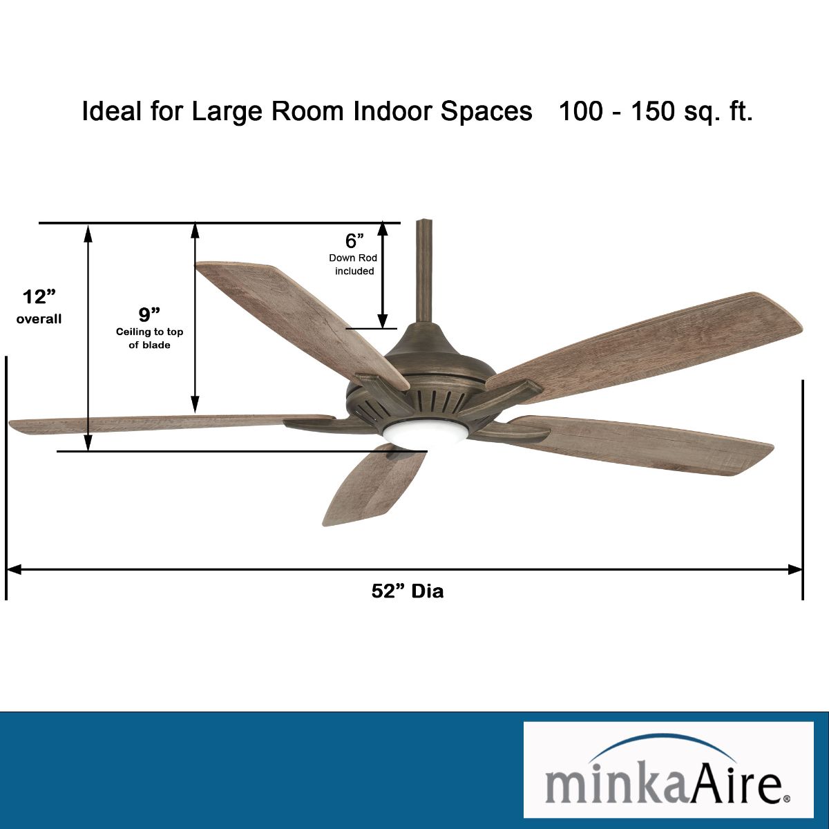 Dyno LED 52" Heirloom Bronze Ceiling Fan with Remote, Barnwood Blades - Bees Lighting