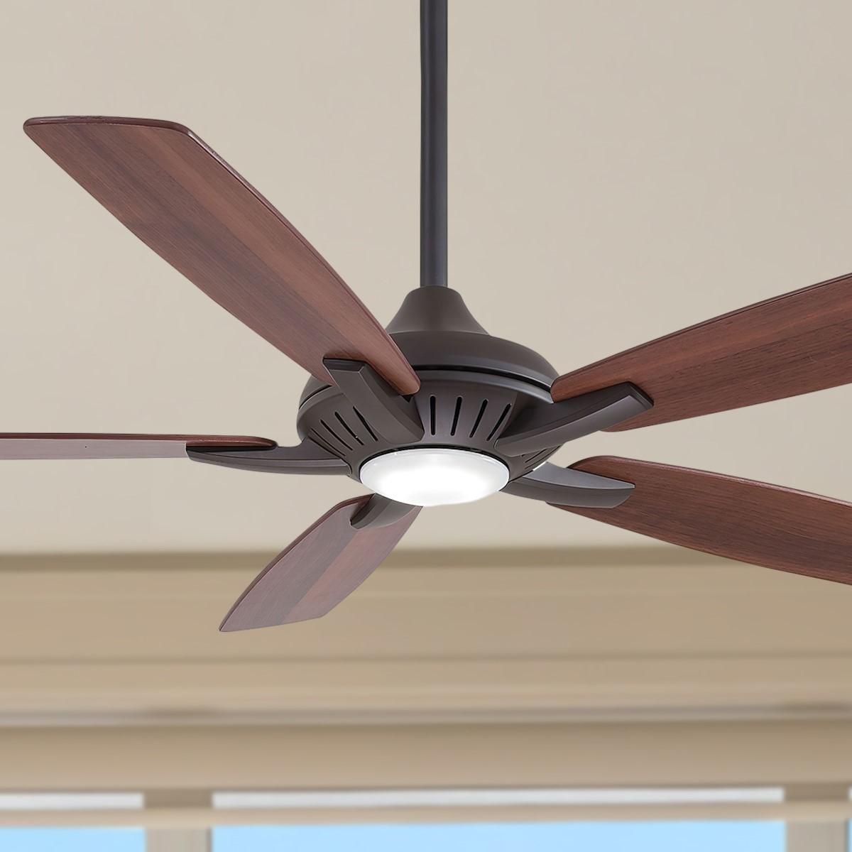 Dyno LED 52" Oil Rubbed Bronze Ceiling Fan with Remote, Medium Maple/Dark Walnut Blades - Bees Lighting