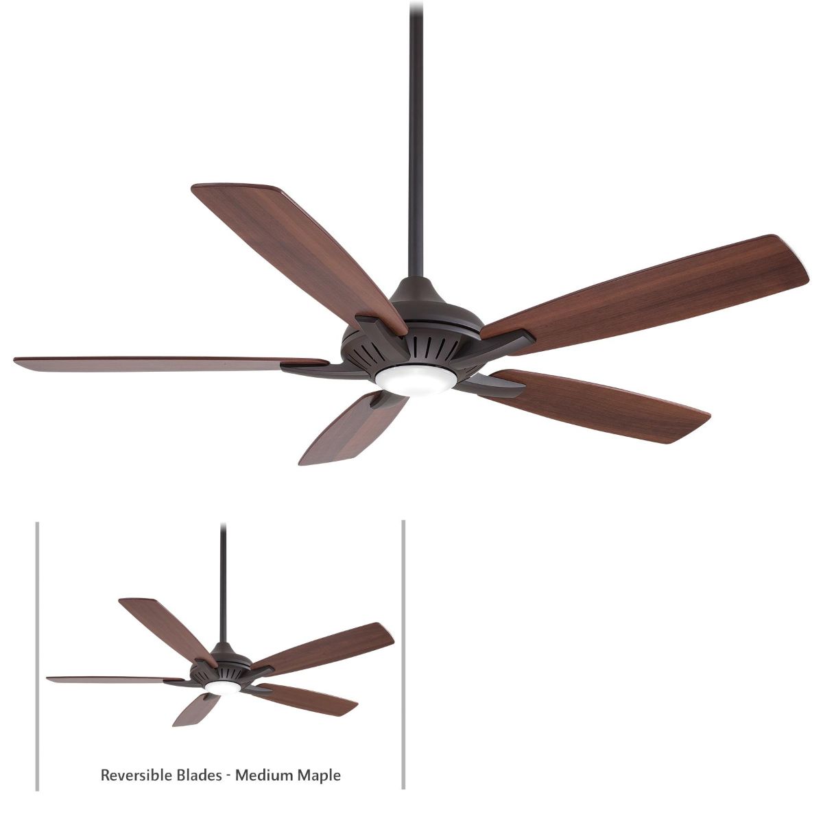Dyno LED 52" Oil Rubbed Bronze Ceiling Fan with Remote, Medium Maple/Dark Walnut Blades - Bees Lighting