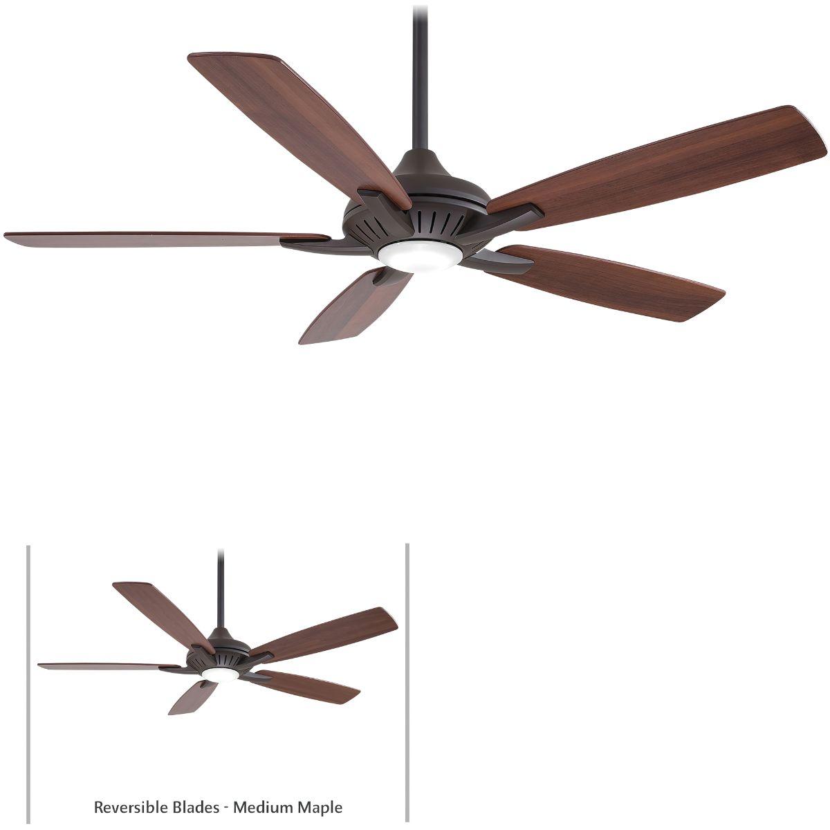 Dyno LED 52" Oil Rubbed Bronze Ceiling Fan with Remote, Medium Maple and Dark Walnut Blades - Bees Lighting