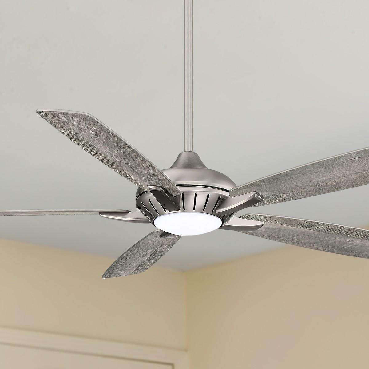 Dyno XL LED 60" Burnished Nickel Ceiling Fan with Remote, Savannah Gray Blades - Bees Lighting