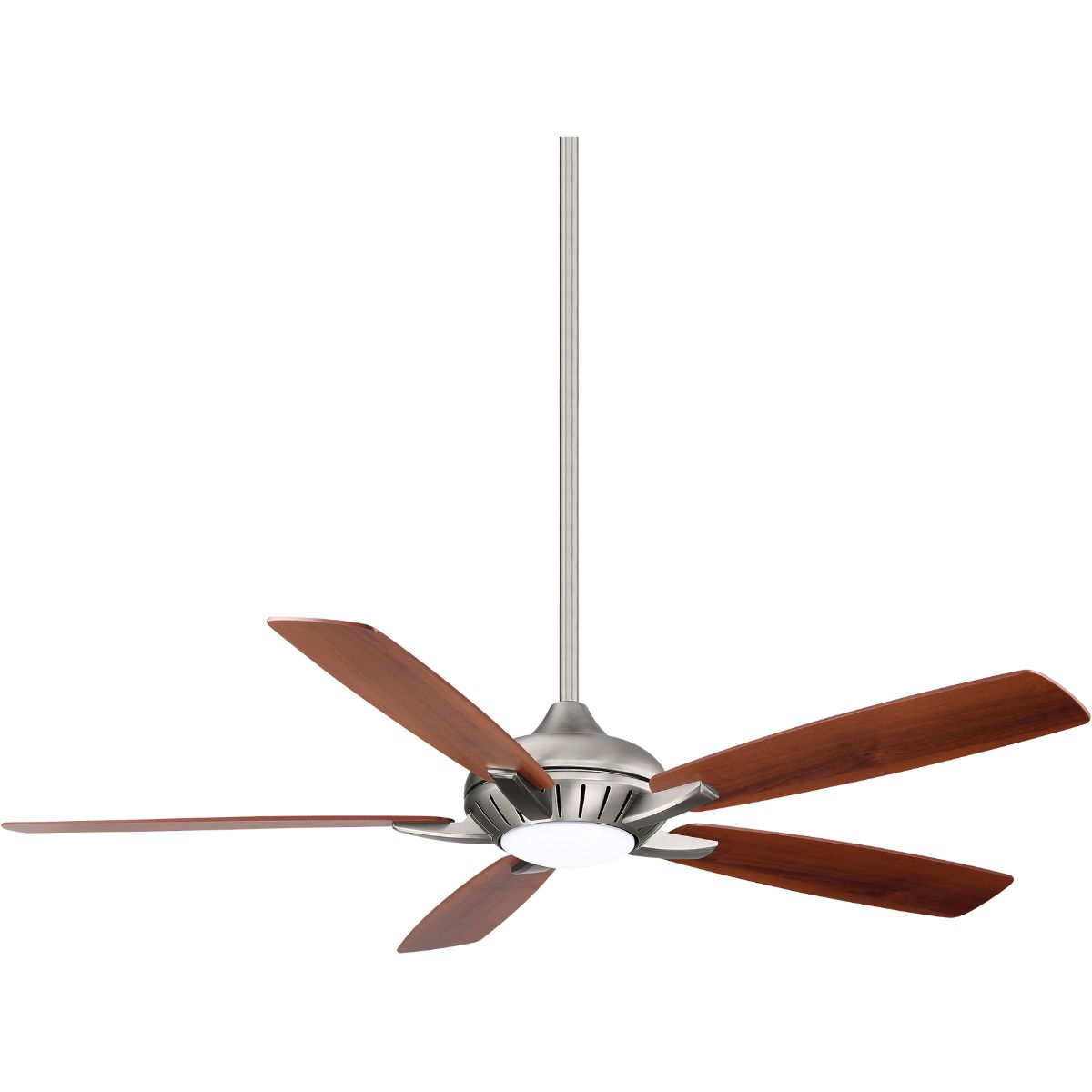Dyno XL LED 60" Brushed Nickel Ceiling Fan with Remote, Medium Maple/Dark Walnut Blades - Bees Lighting