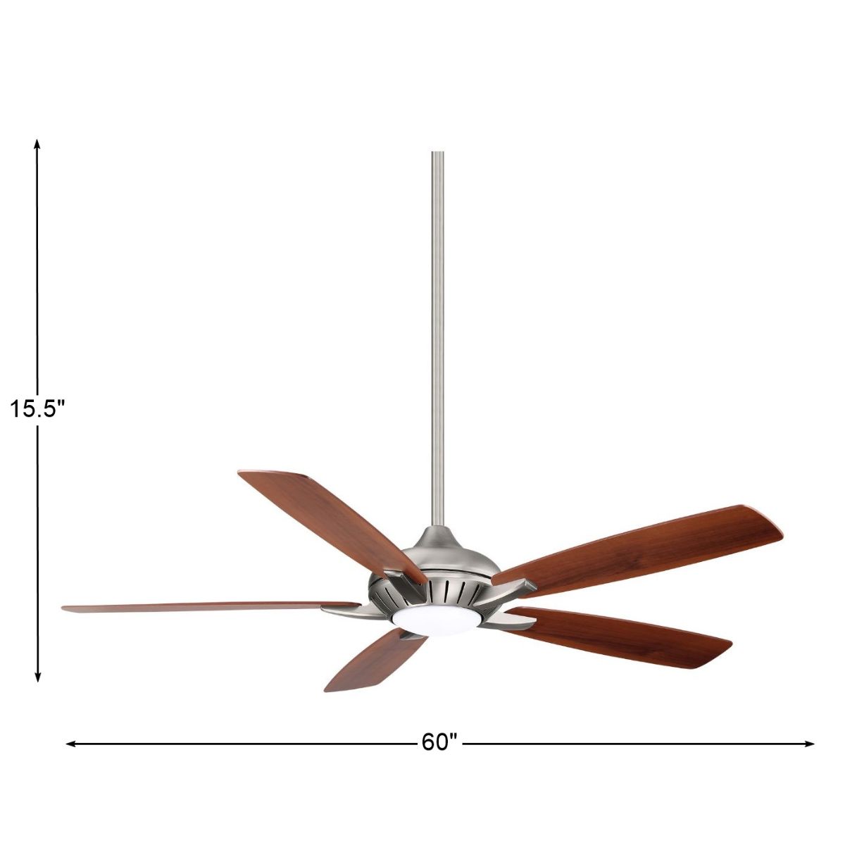 Dyno XL LED 60" Brushed Nickel Ceiling Fan with Remote, Medium Maple/Dark Walnut Blades - Bees Lighting