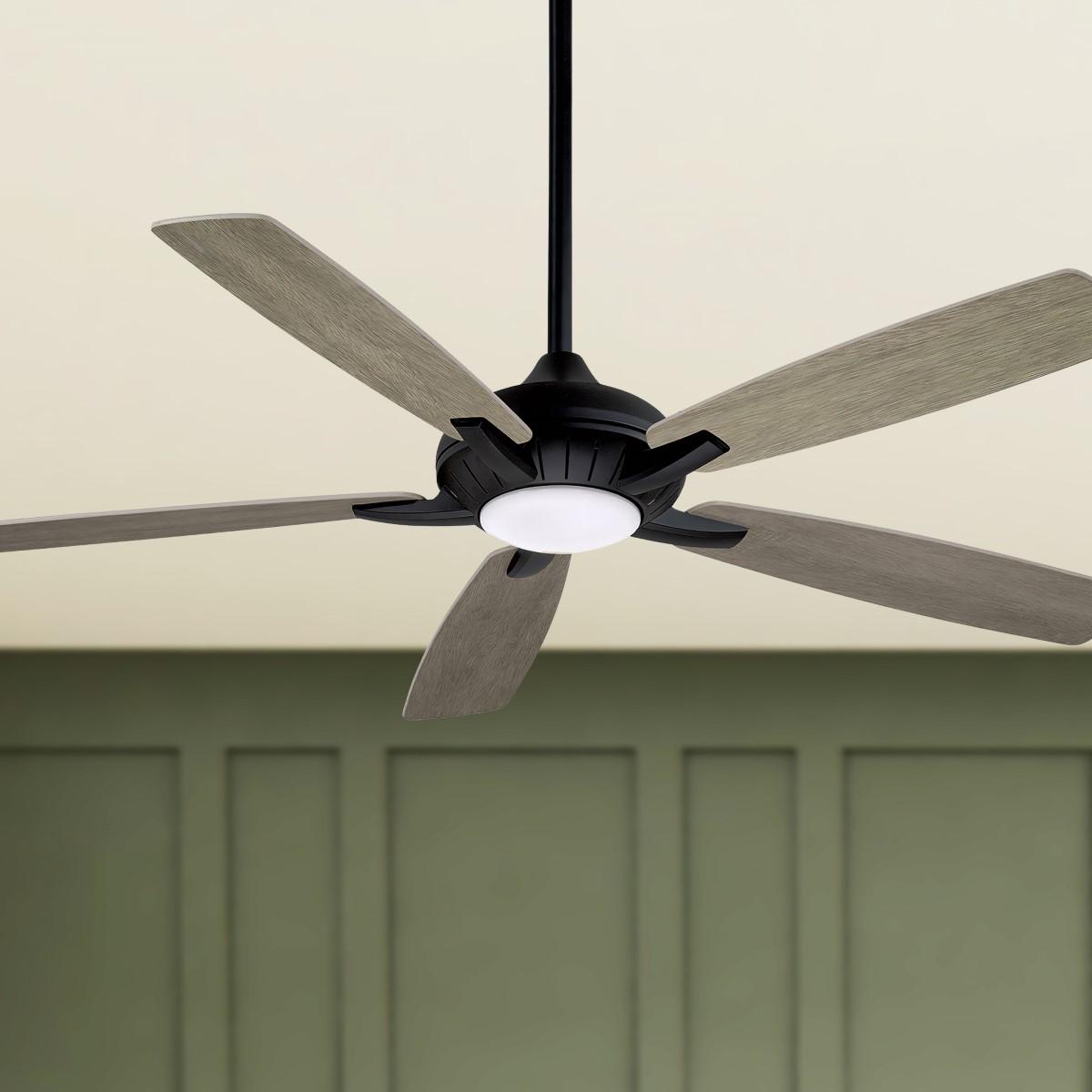 Dyno XL LED 60" Black Coal Ceiling Fan with Remote, Seashore Grey Blades - Bees Lighting