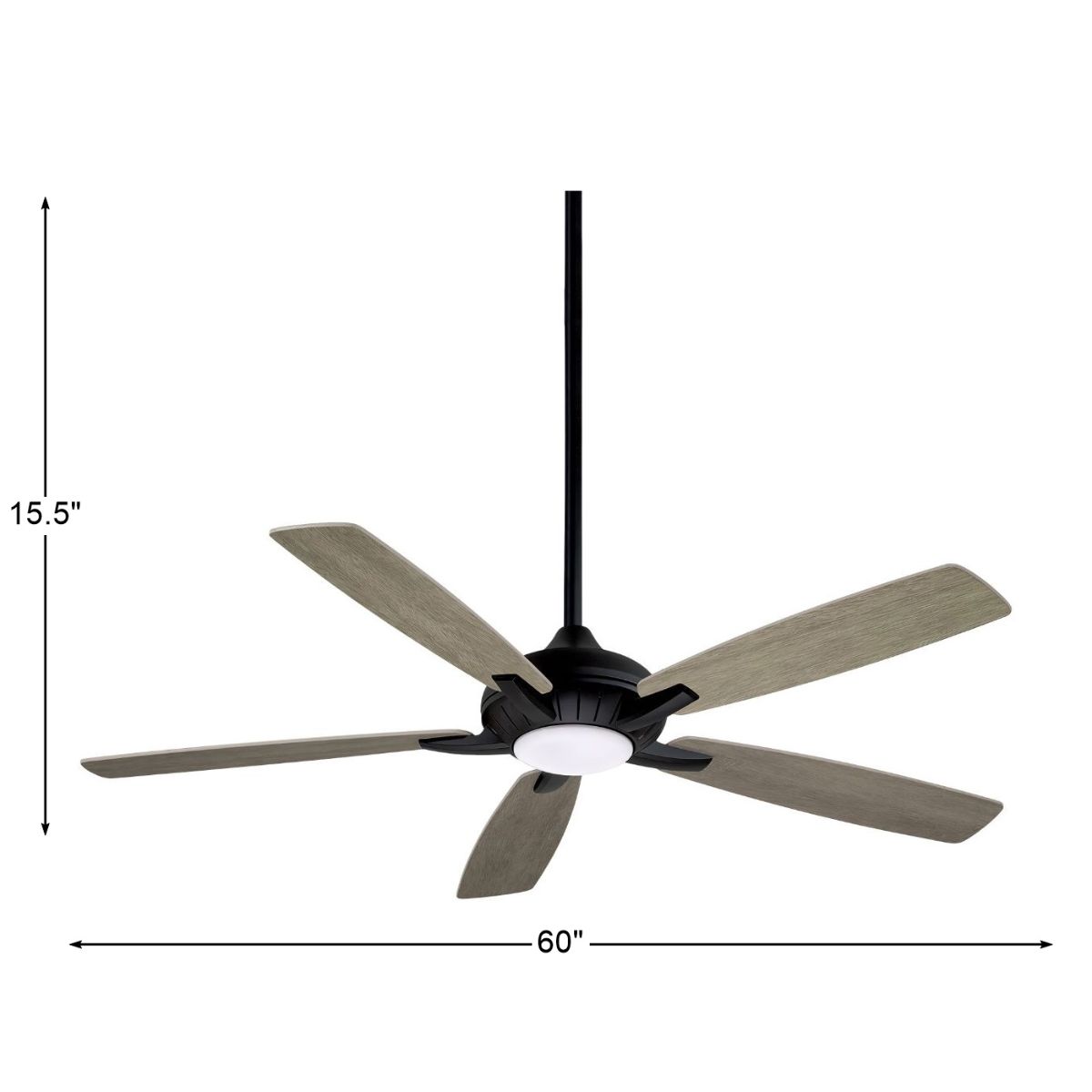 Dyno XL LED 60" Black Coal Ceiling Fan with Remote, Seashore Grey Blades - Bees Lighting