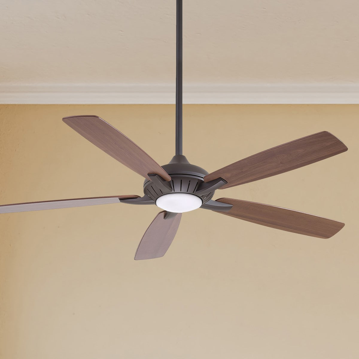 Dyno XL LED 60" Oil Rubbed Bronze Ceiling Fan with Remote, Medium Maple/Dark Walnut Blades - Bees Lighting