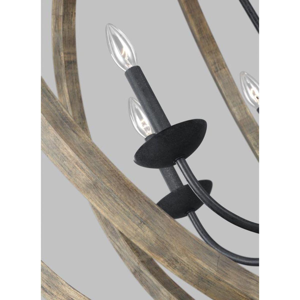 ALLIER 38 in. 6 Lights Pendant Light Brown finish - Bees Lighting
