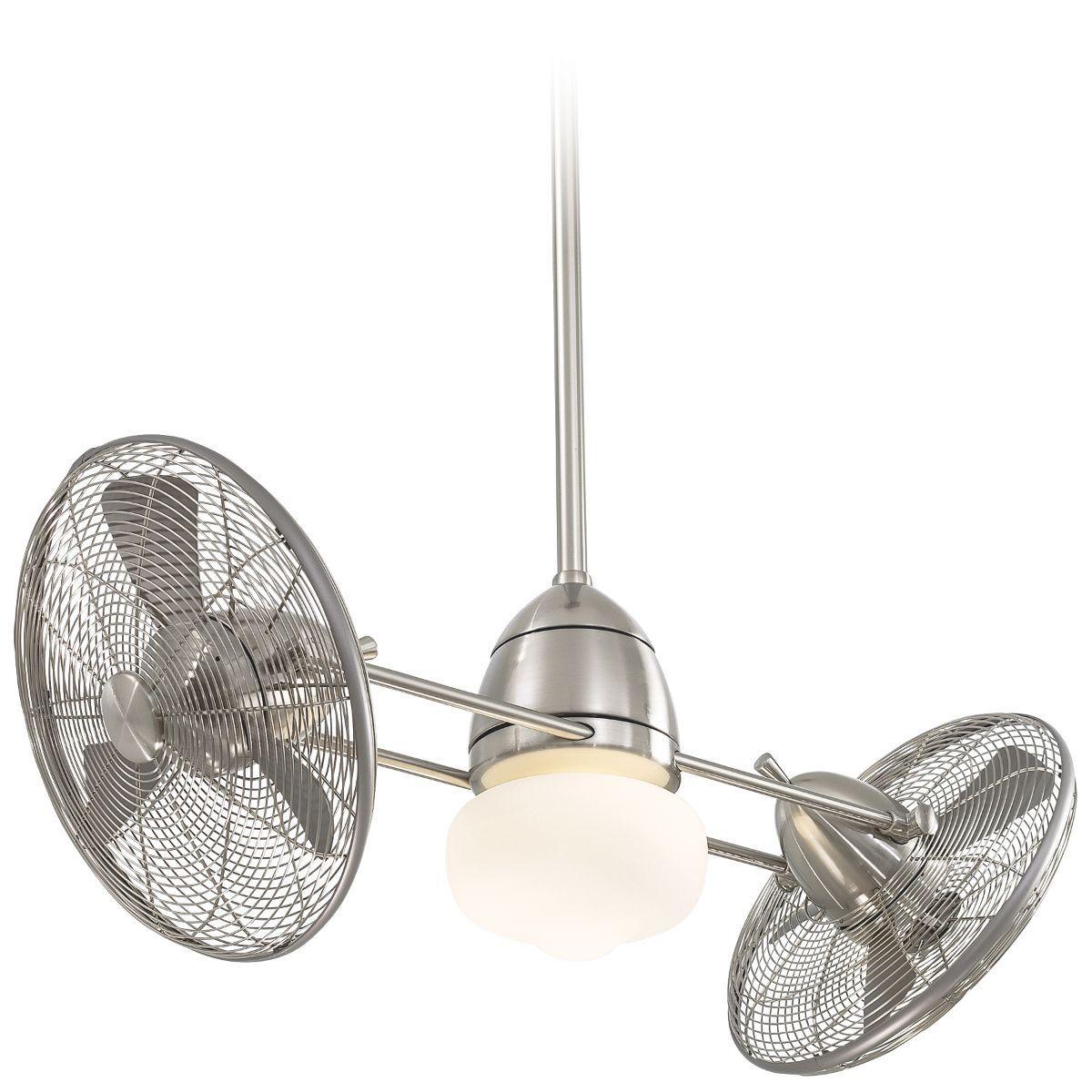 Gyro 42 Inch Contemporary Dual Outdoor Ceiling Fan With Light, Wall Control Included