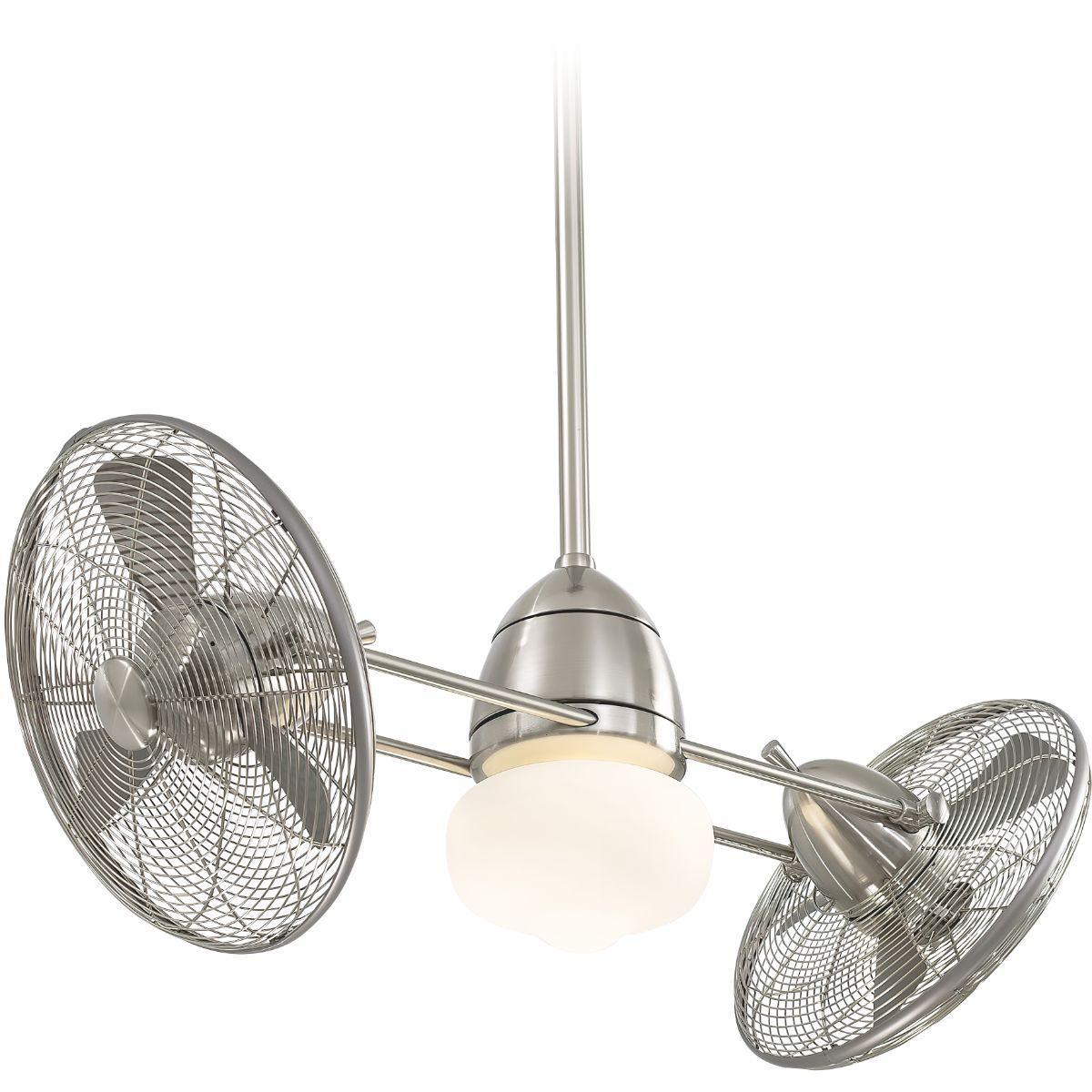 Gyro 42 Inch Contemporary Dual Outdoor Ceiling Fan With Light, Wall Control Included