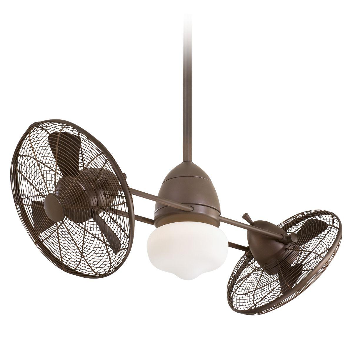 Gyro Wet LED 42" Dual Ceiling Fan with Light and Wall Control, Oil Rubbed Bronze - Bees Lighting